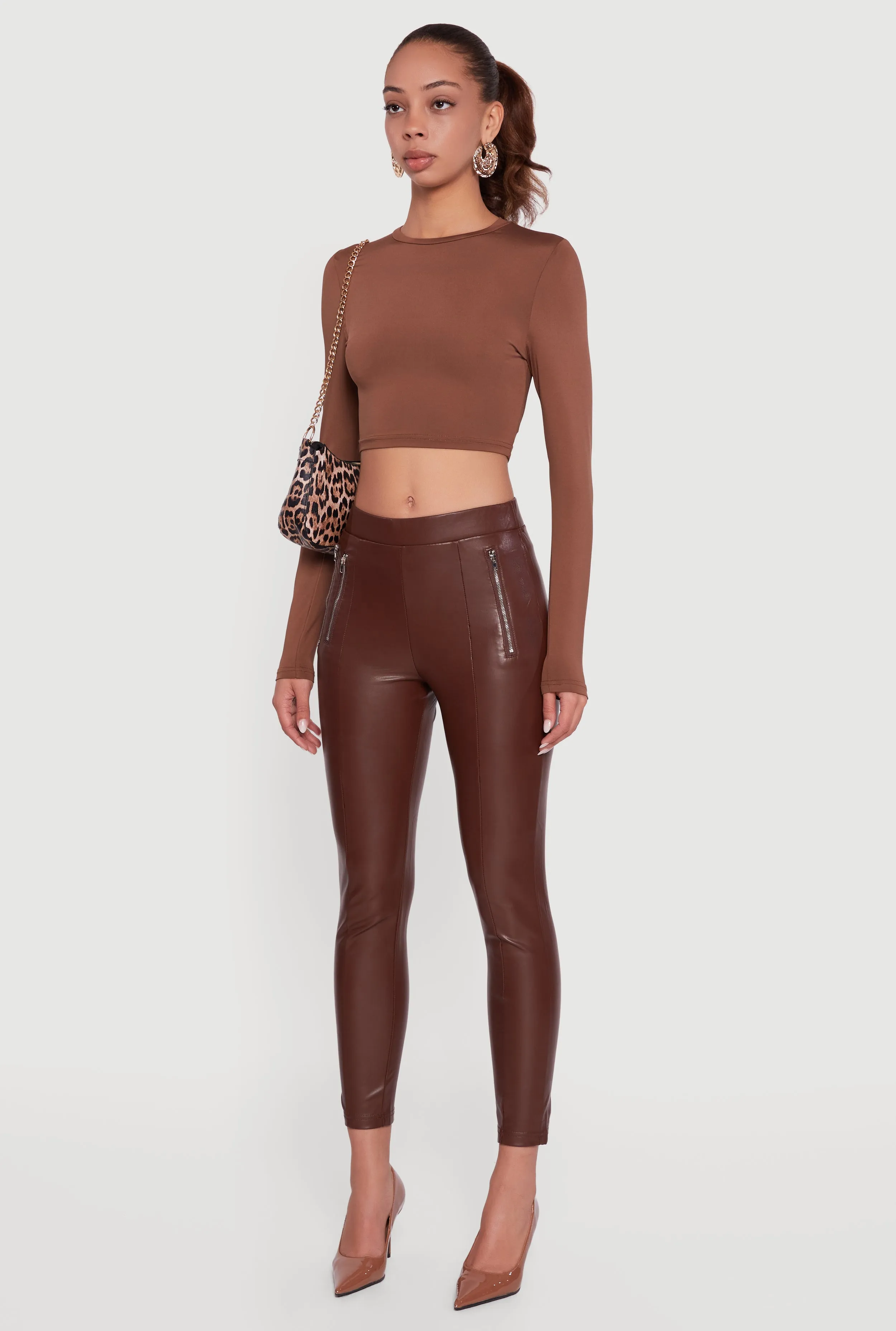 Faux Leather Zipper Detail Leggings sold by Rainbow product image thumbnail 3