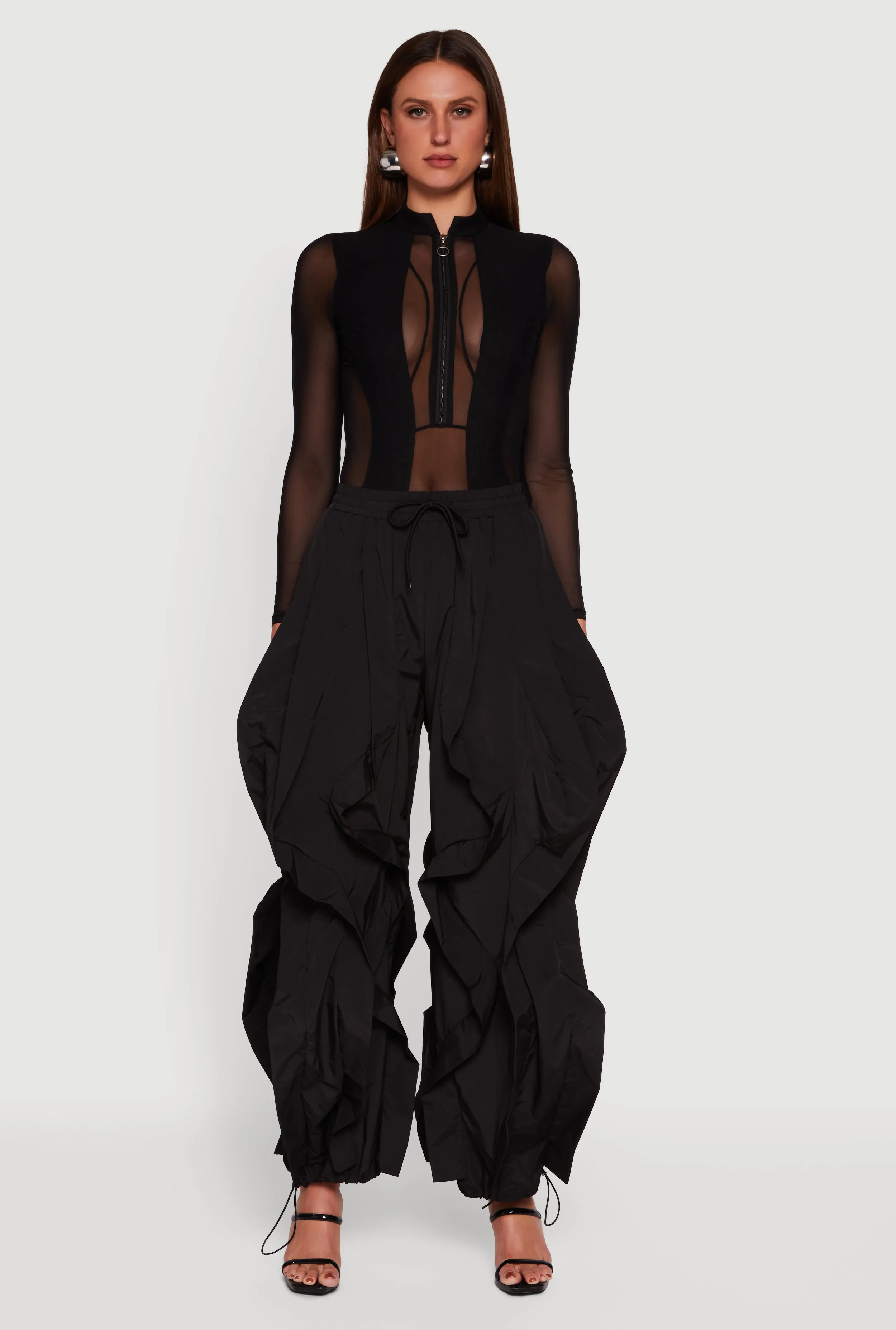 Drawstring Waist Ruffle Parachute Pants sold by Rainbow product image thumbnail 2