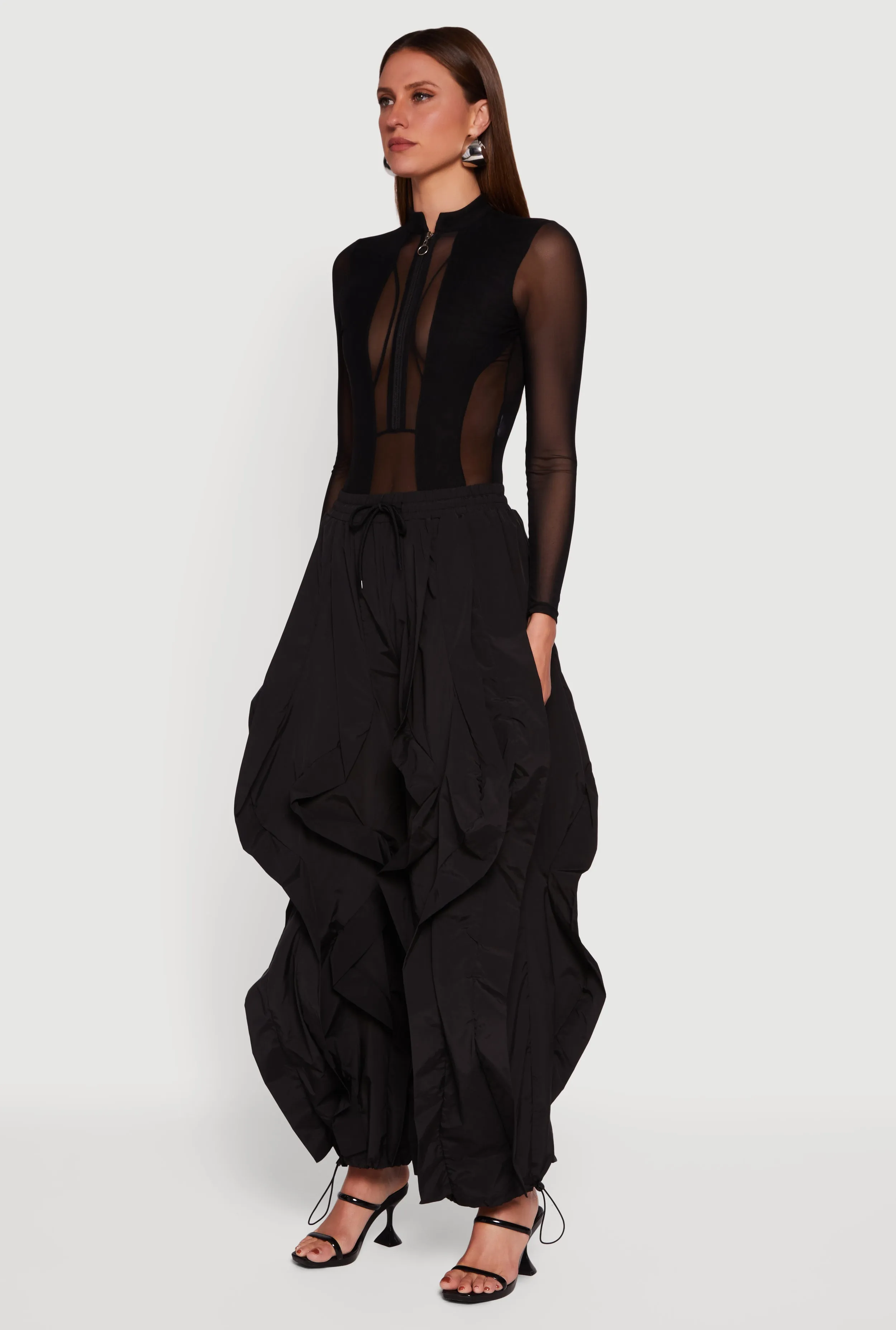 Drawstring Waist Ruffle Parachute Pants sold by Rainbow product image thumbnail 3