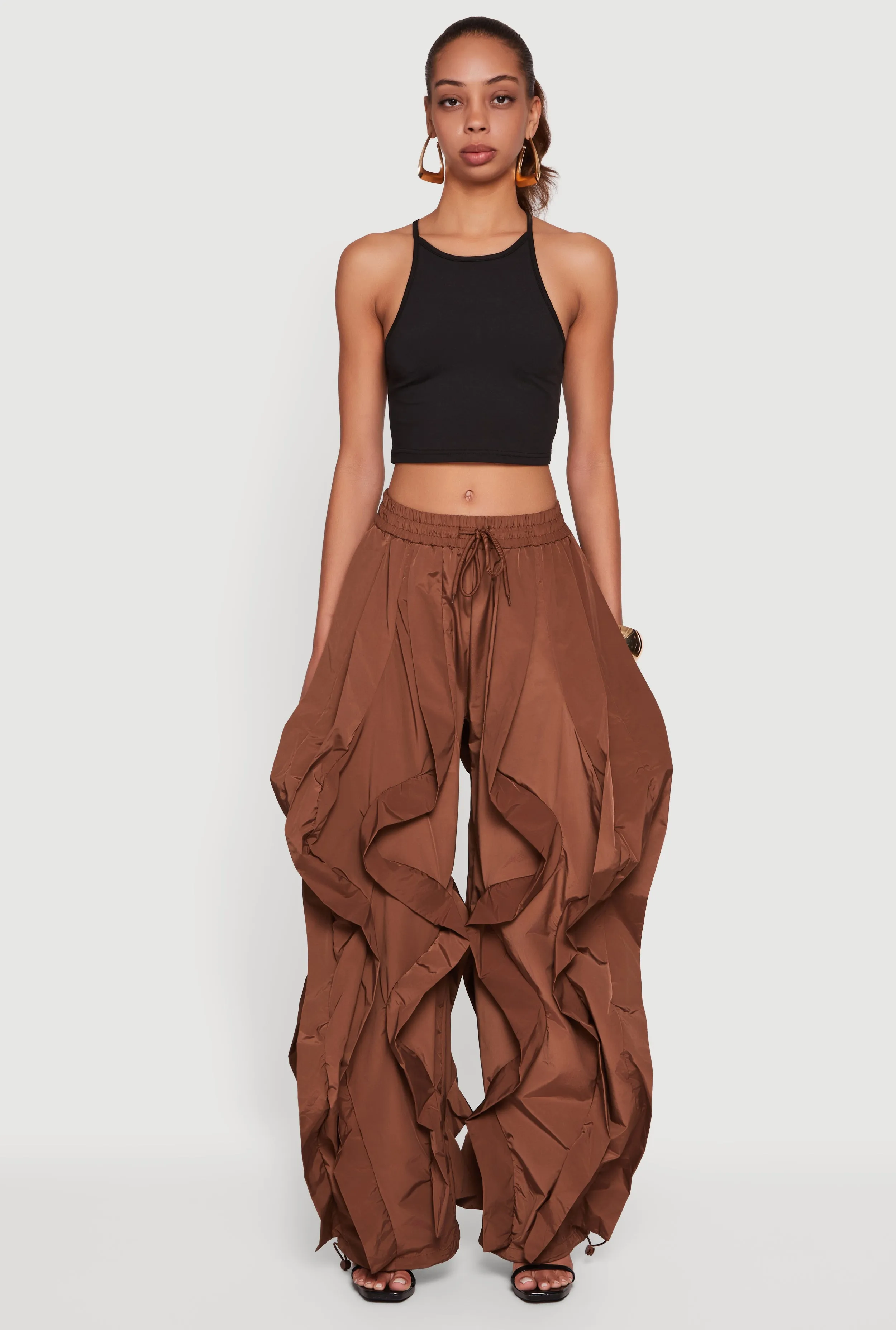 Drawstring Waist Ruffle Parachute Pants sold by Rainbow product image thumbnail 2