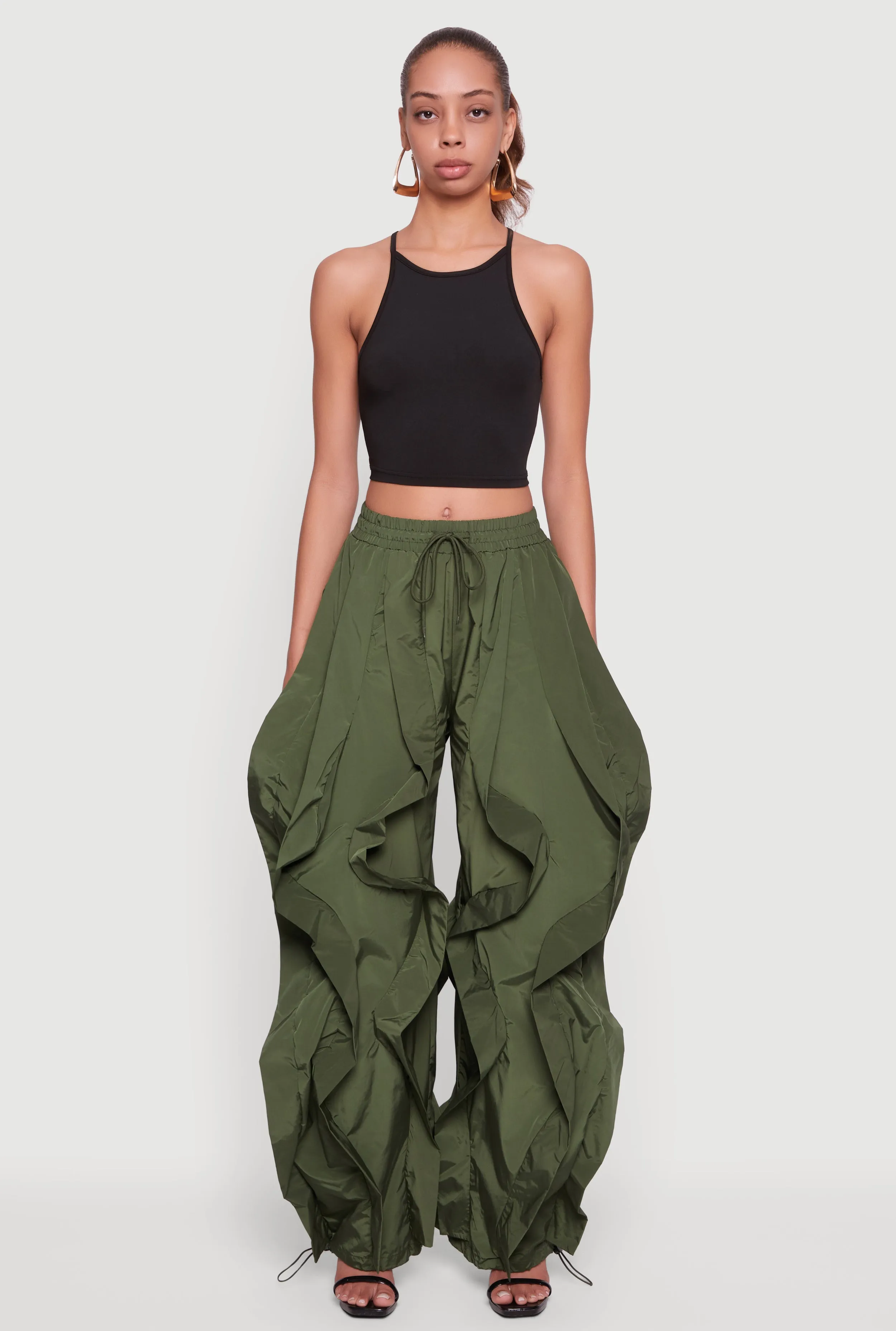Drawstring Waist Ruffle Parachute Pants sold by Rainbow product image thumbnail 2