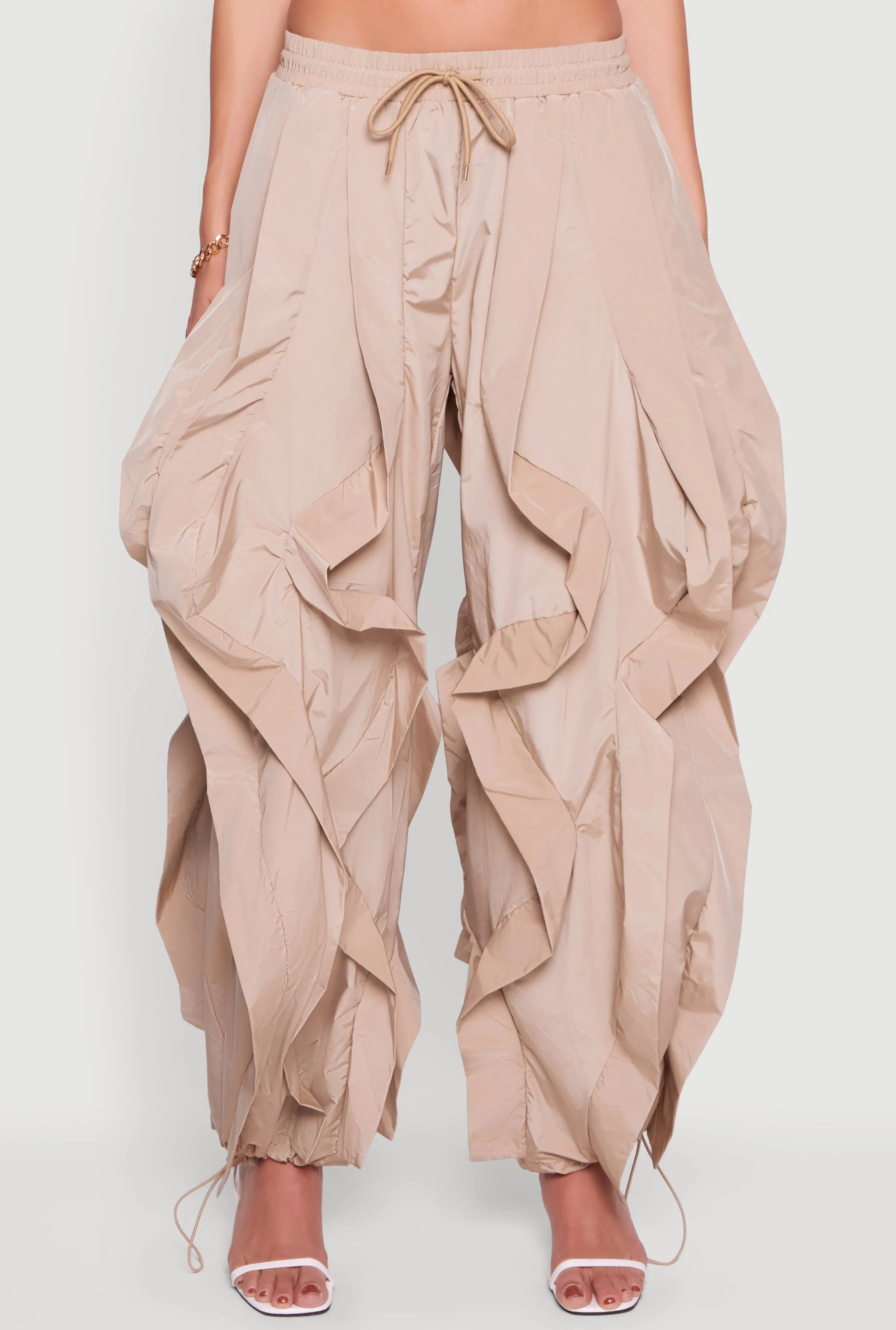 Drawstring Waist Ruffle Parachute Pants sold by Rainbow product image thumbnail 5