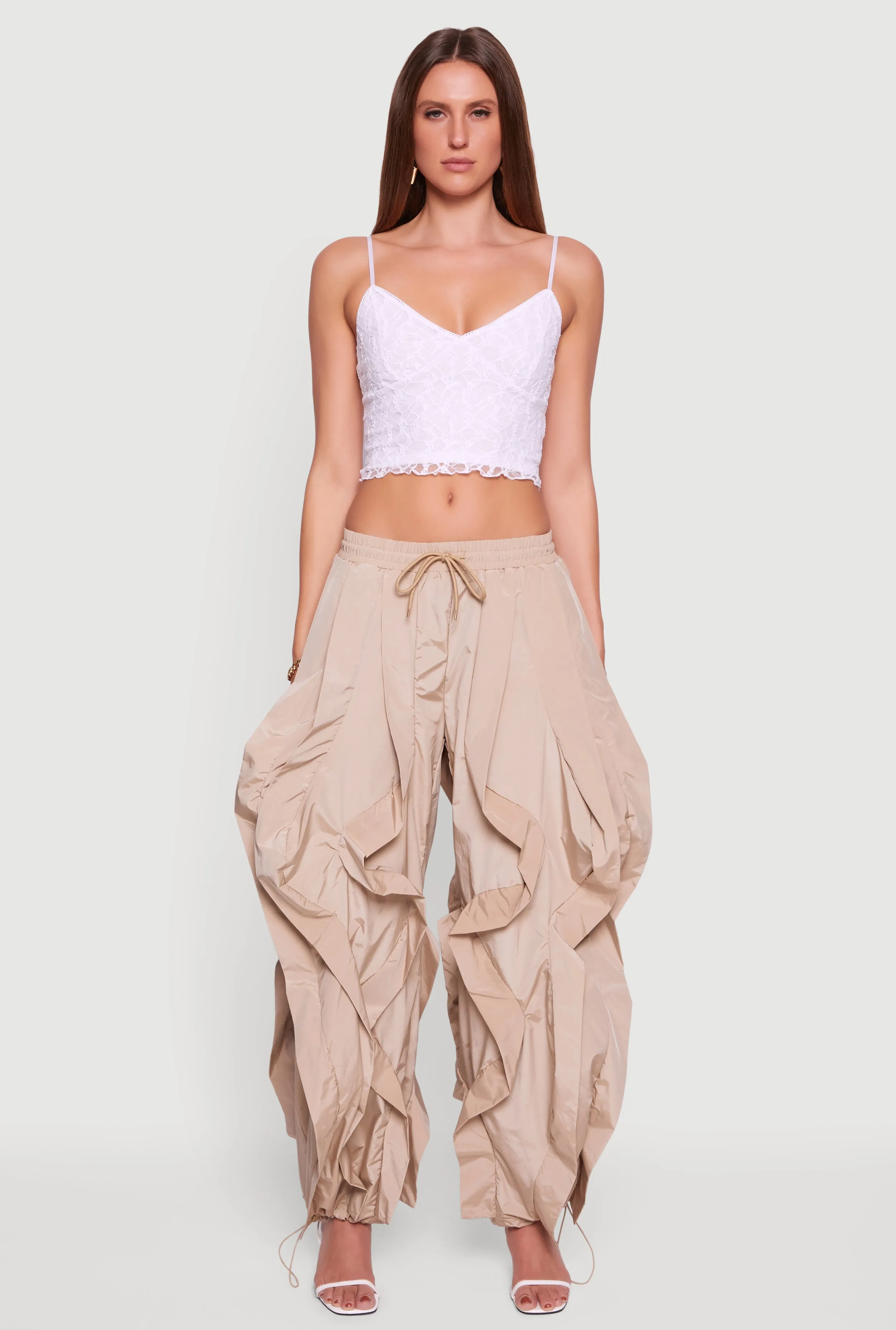 Drawstring Waist Ruffle Parachute Pants sold by Rainbow product image thumbnail 2