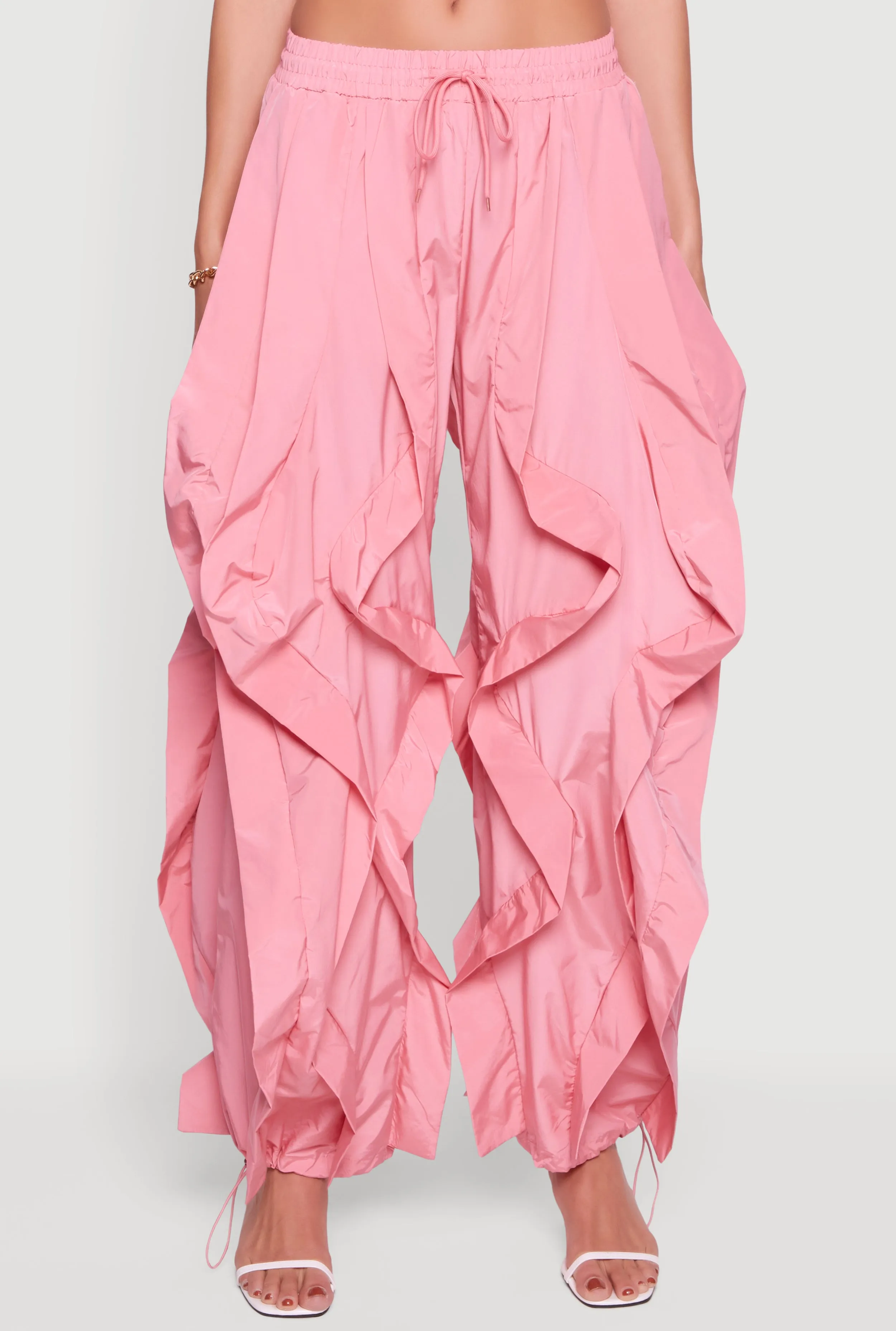 Drawstring Waist Ruffle Parachute Pants sold by Rainbow product image thumbnail 5