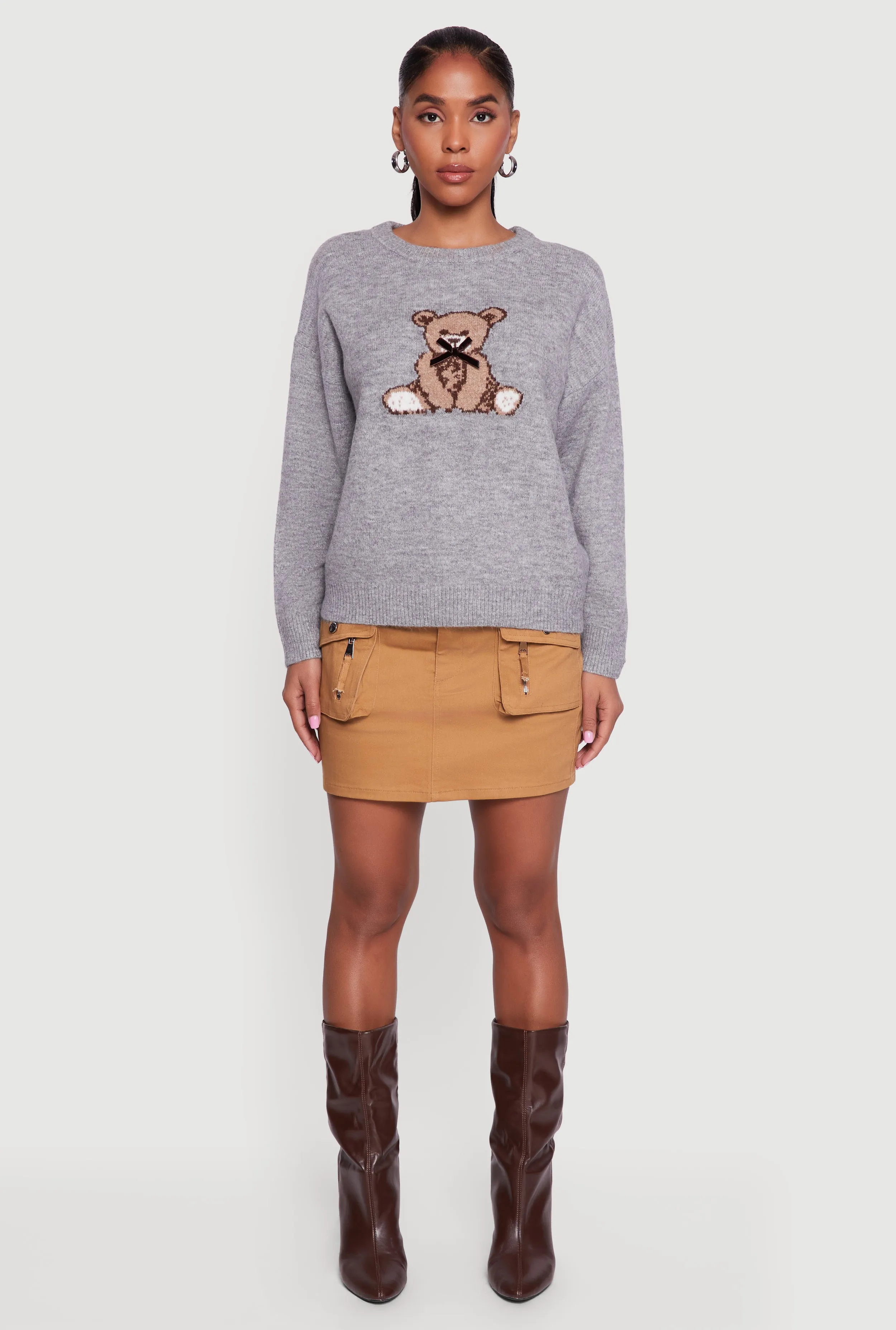 Bear Graphic Long Sleeve Crew Neck Sweater sold by Rainbow product image thumbnail 3