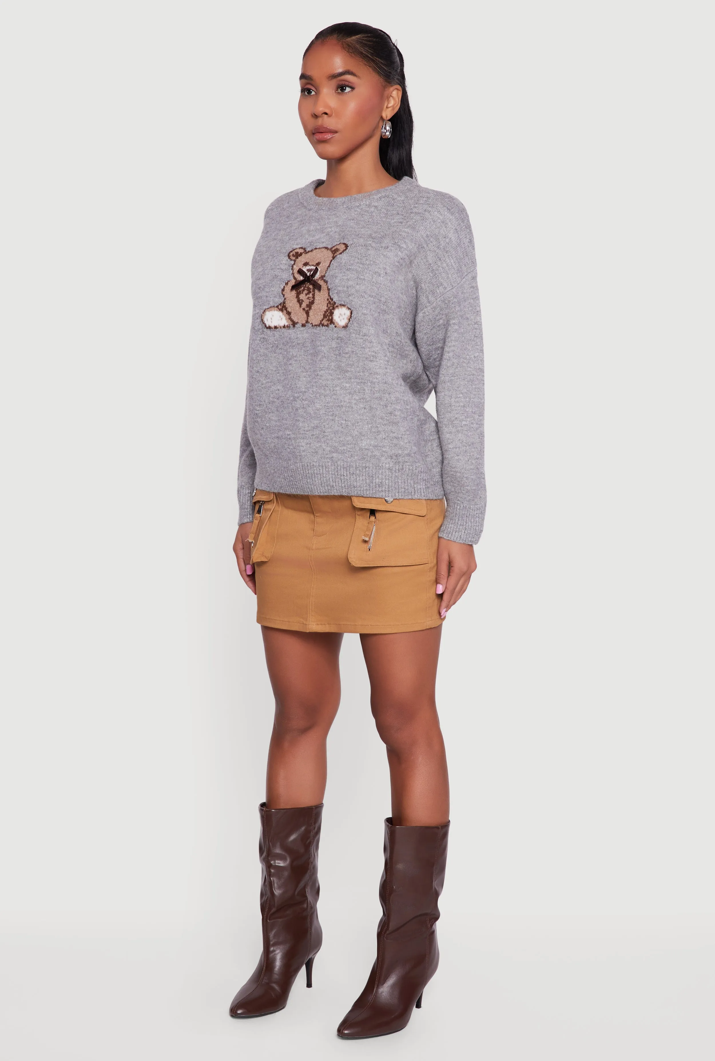 Bear Graphic Long Sleeve Crew Neck Sweater sold by Rainbow product image thumbnail 5