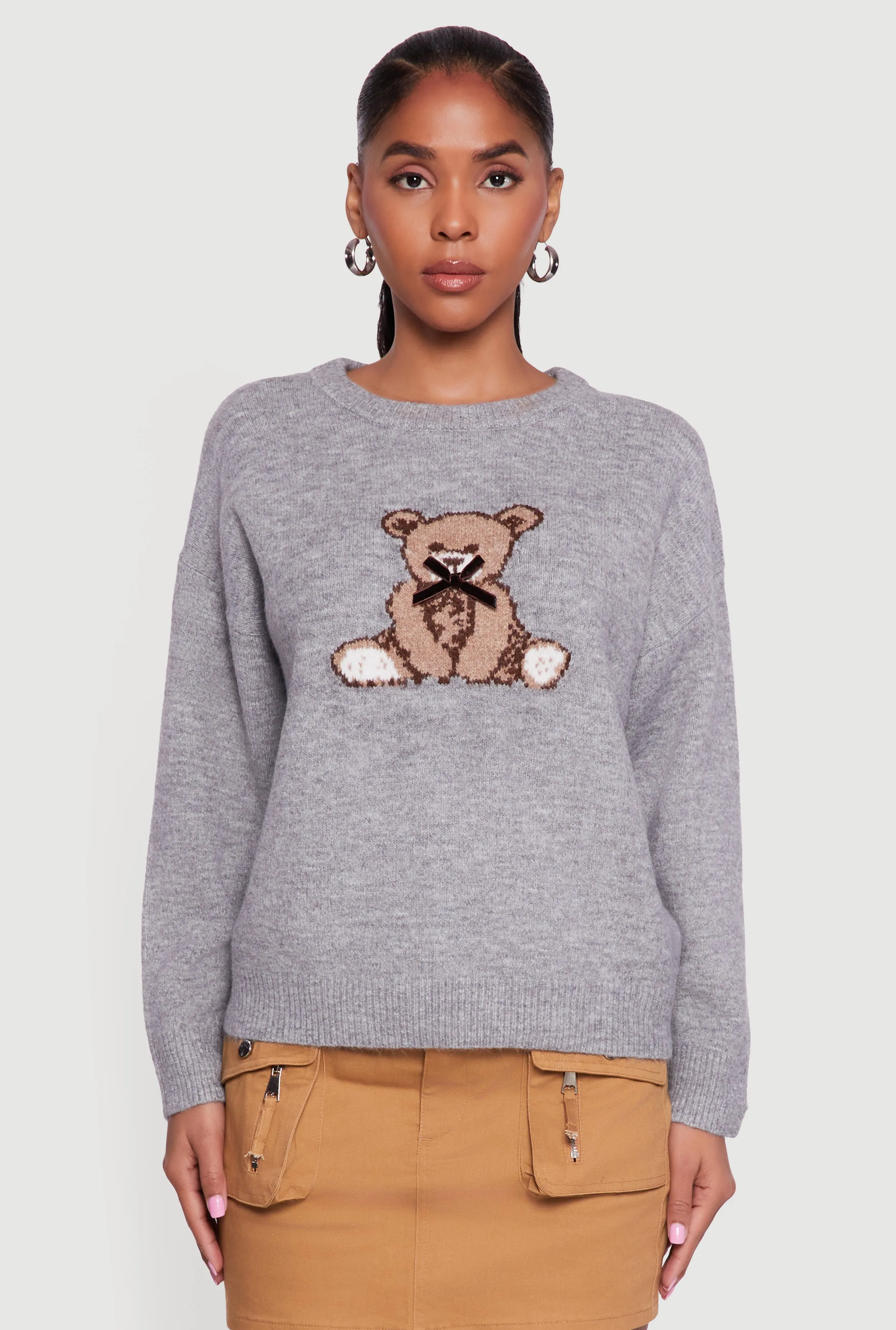 Bear Graphic Long Sleeve Crew Neck Sweater sold by Rainbow product image thumbnail 2