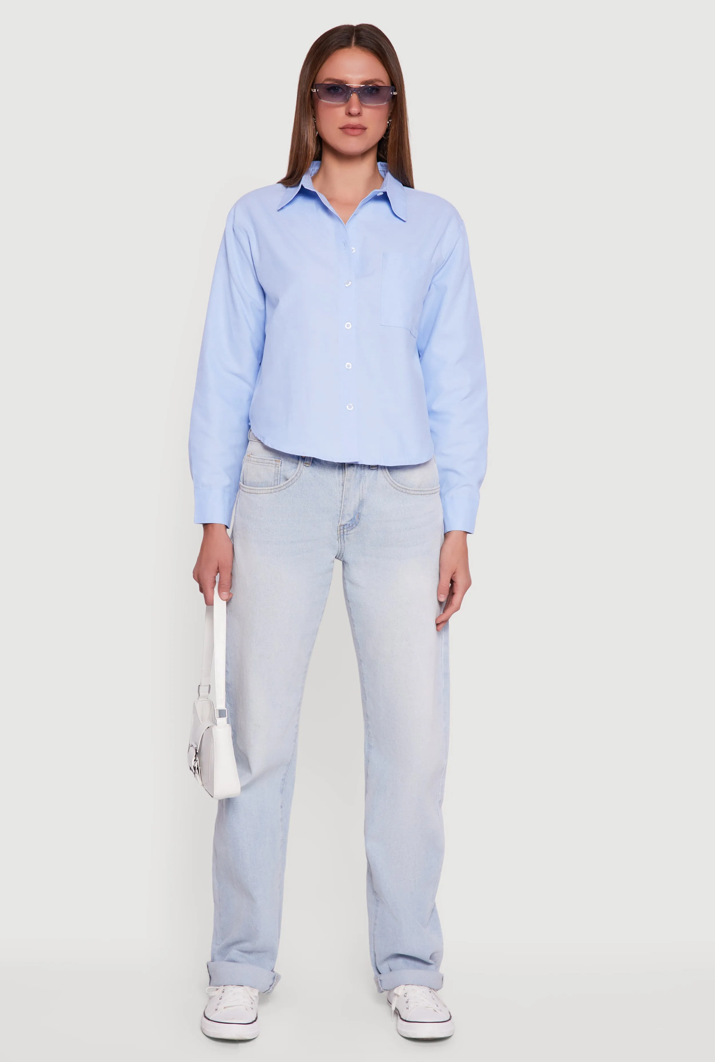 Long Sleeve Poplin Button Front Shirt sold by Rainbow product image thumbnail 3