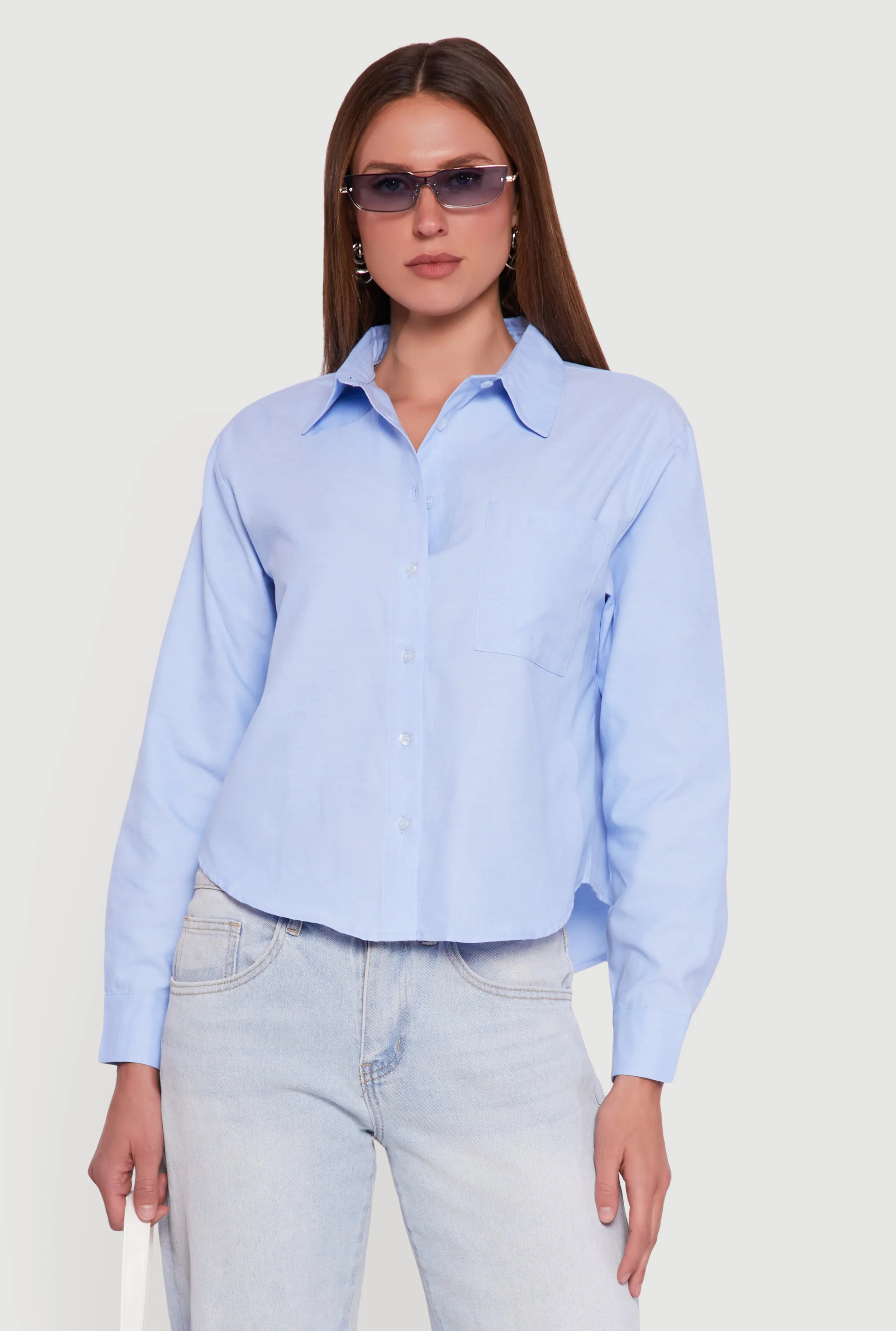 Long Sleeve Poplin Button Front Shirt sold by Rainbow product image thumbnail 2