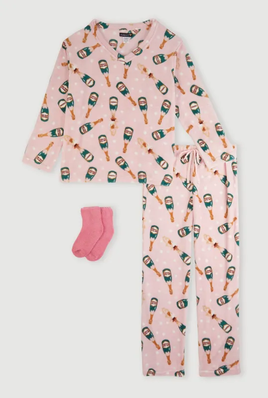 Cozy Plush Champagne Polka Dot Pajama Gift Set sold by Rainbow