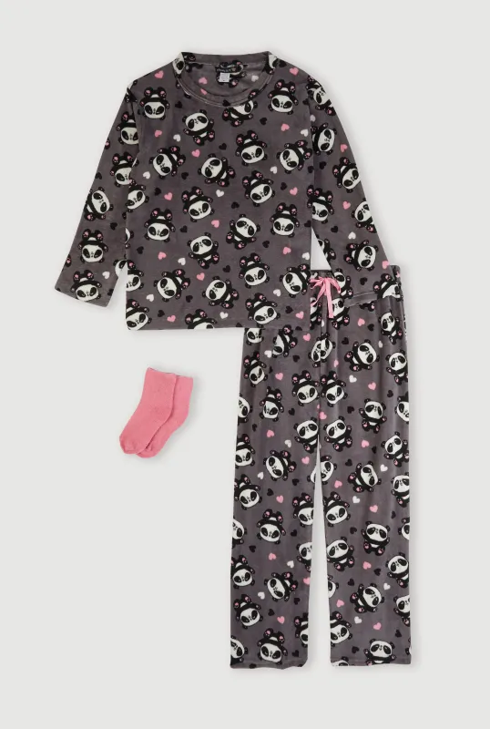 Plush Panda Bear Print Pajama Gift Set sold by Rainbow