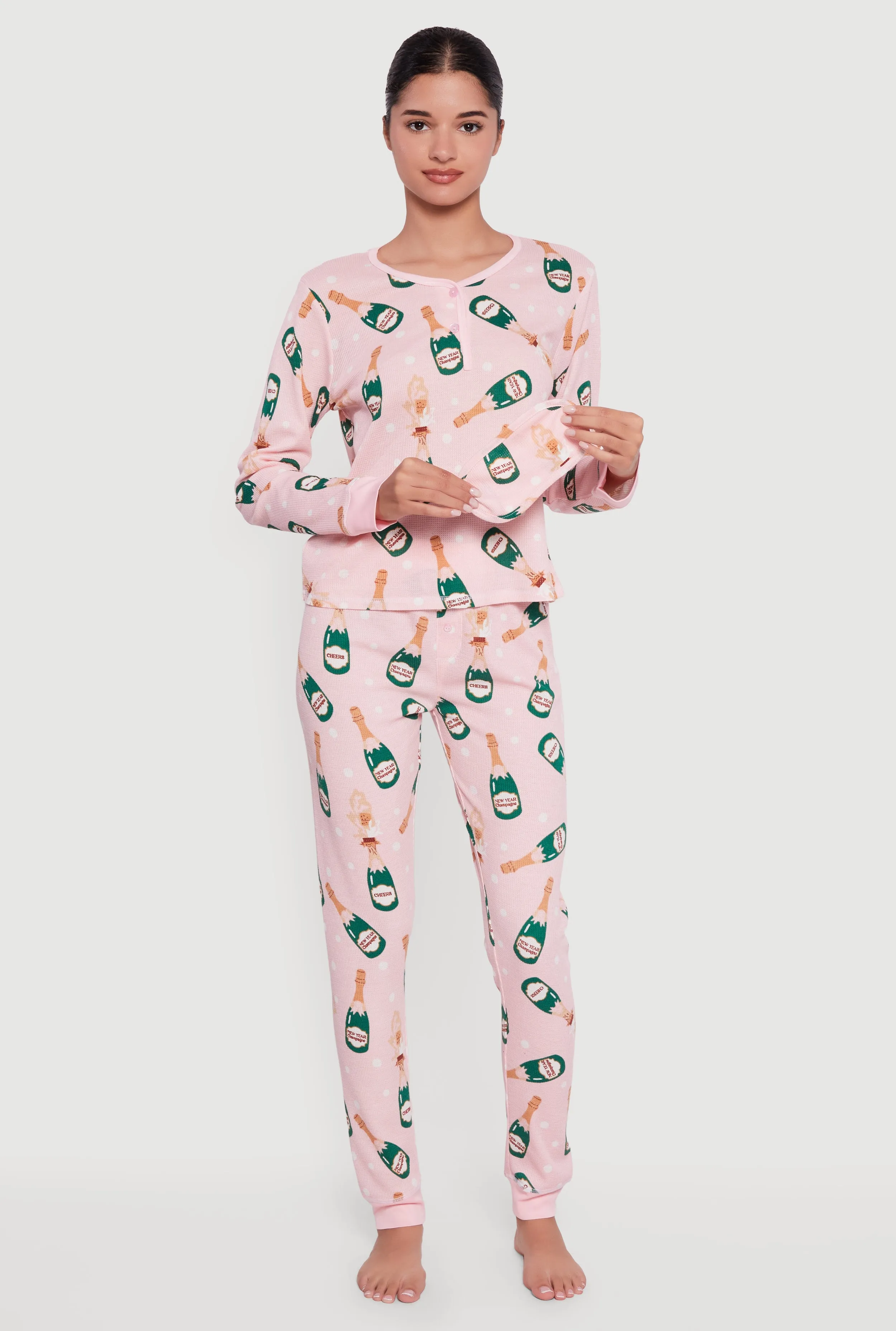 Champagne Print Pajama Gift Set with Eye Mask sold by Rainbow product image thumbnail 2