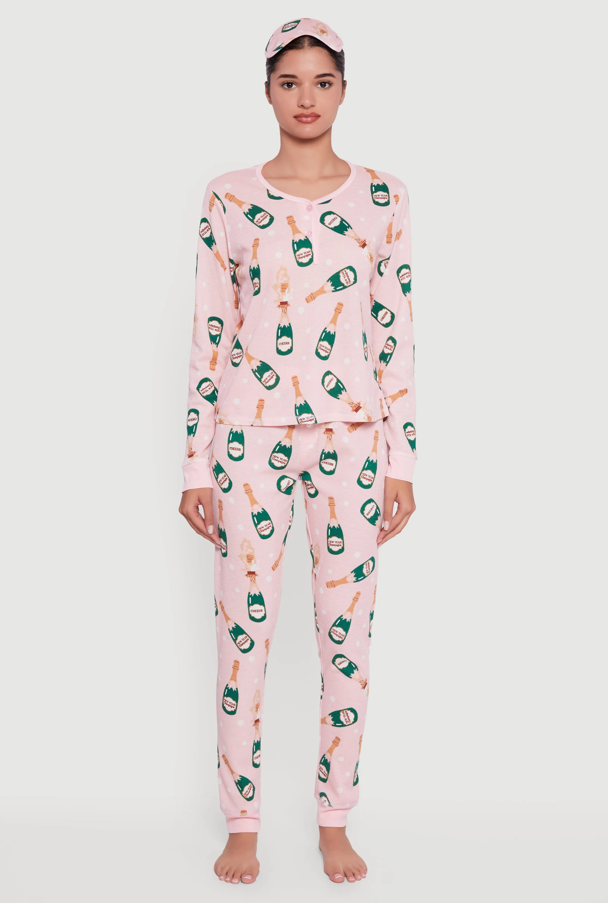 Champagne Print Pajama Gift Set with Eye Mask sold by Rainbow product image thumbnail 3