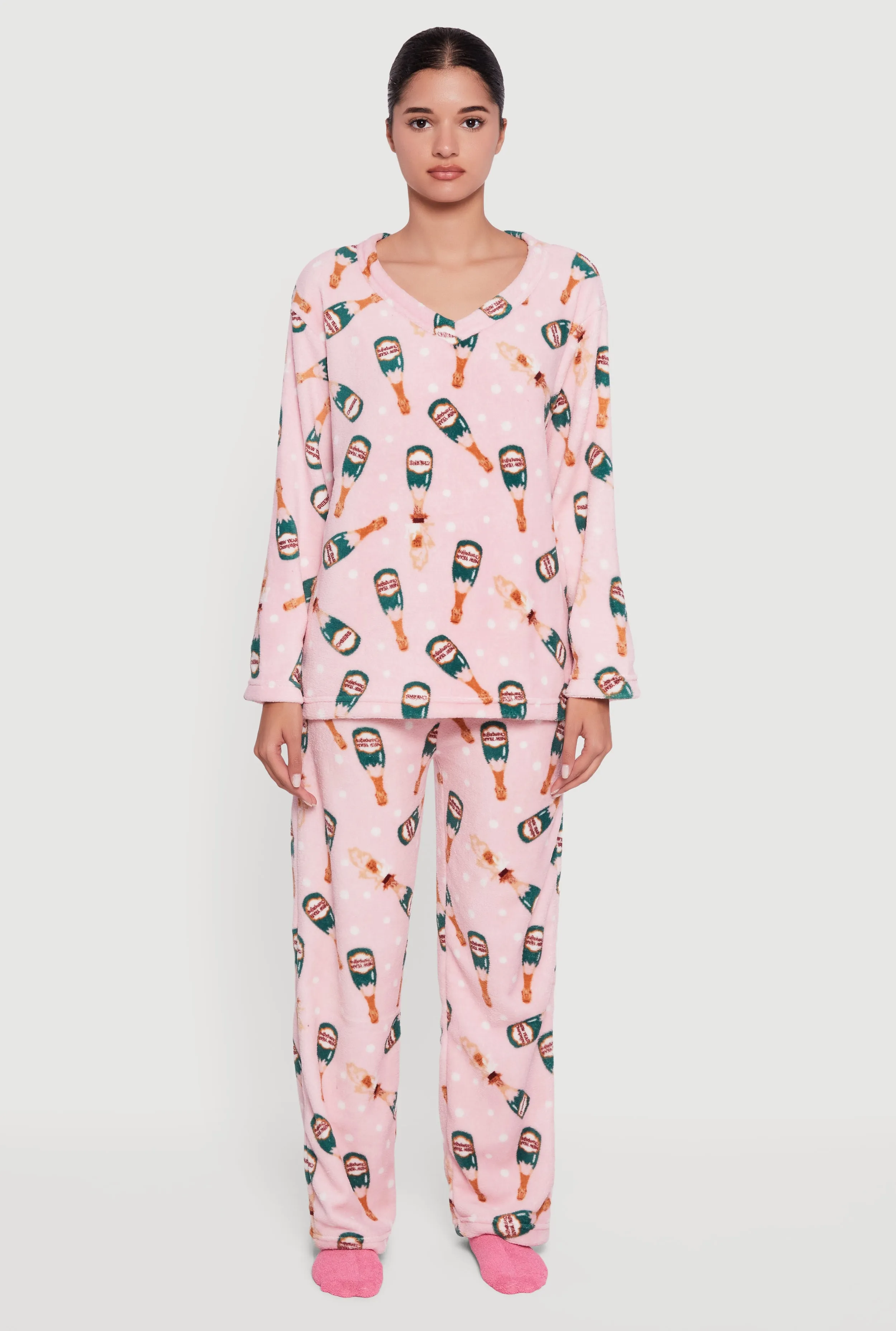 Cozy Plush Champagne Polka Dot Pajama Gift Set sold by Rainbow product image thumbnail 3