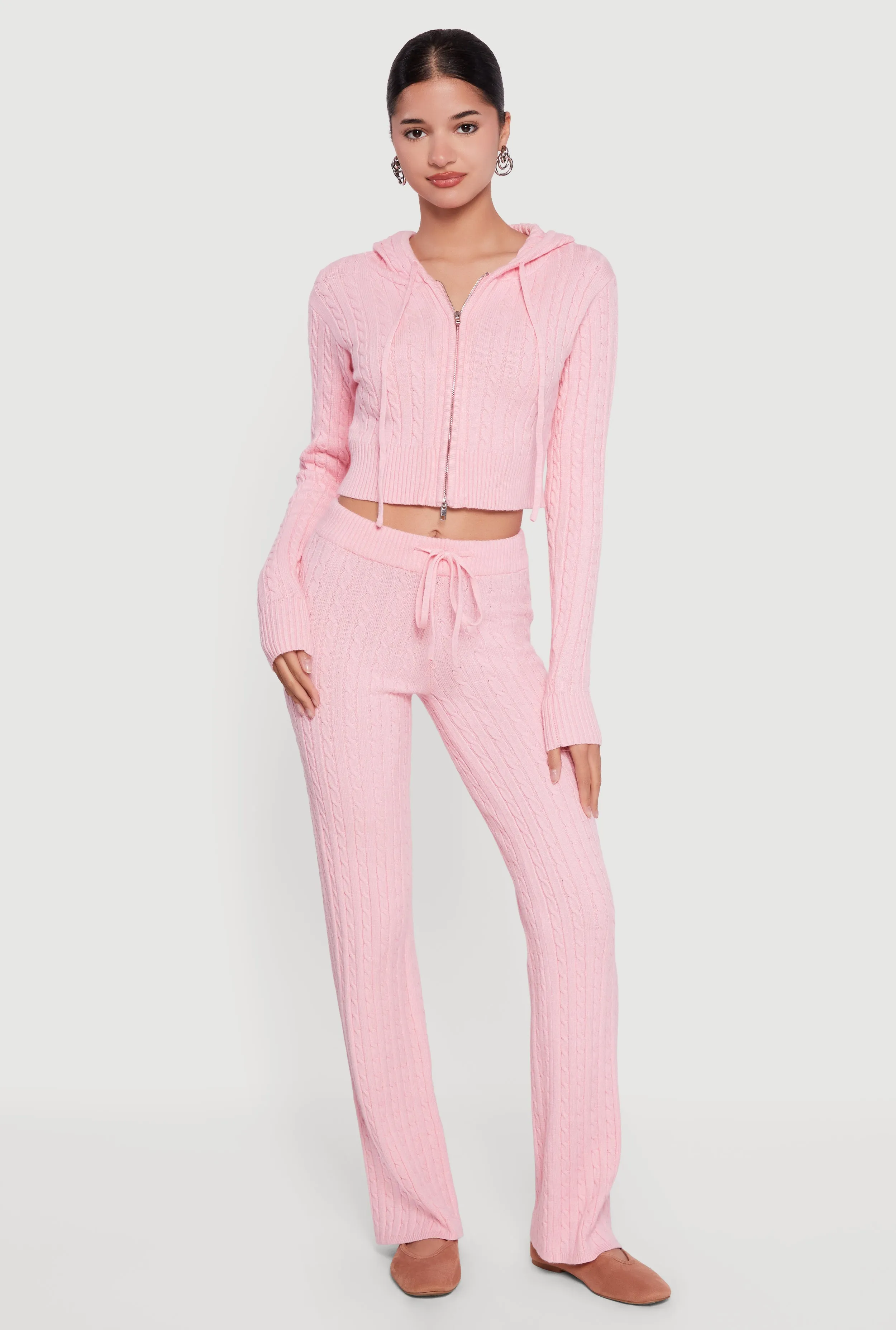 Drawstring Waist Cable Knit Bootcut Pants sold by Rainbow product image thumbnail 2