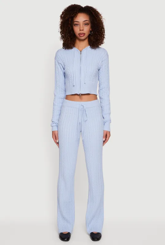 Drawstring Waist Cable Knit Bootcut Pants sold by Rainbow