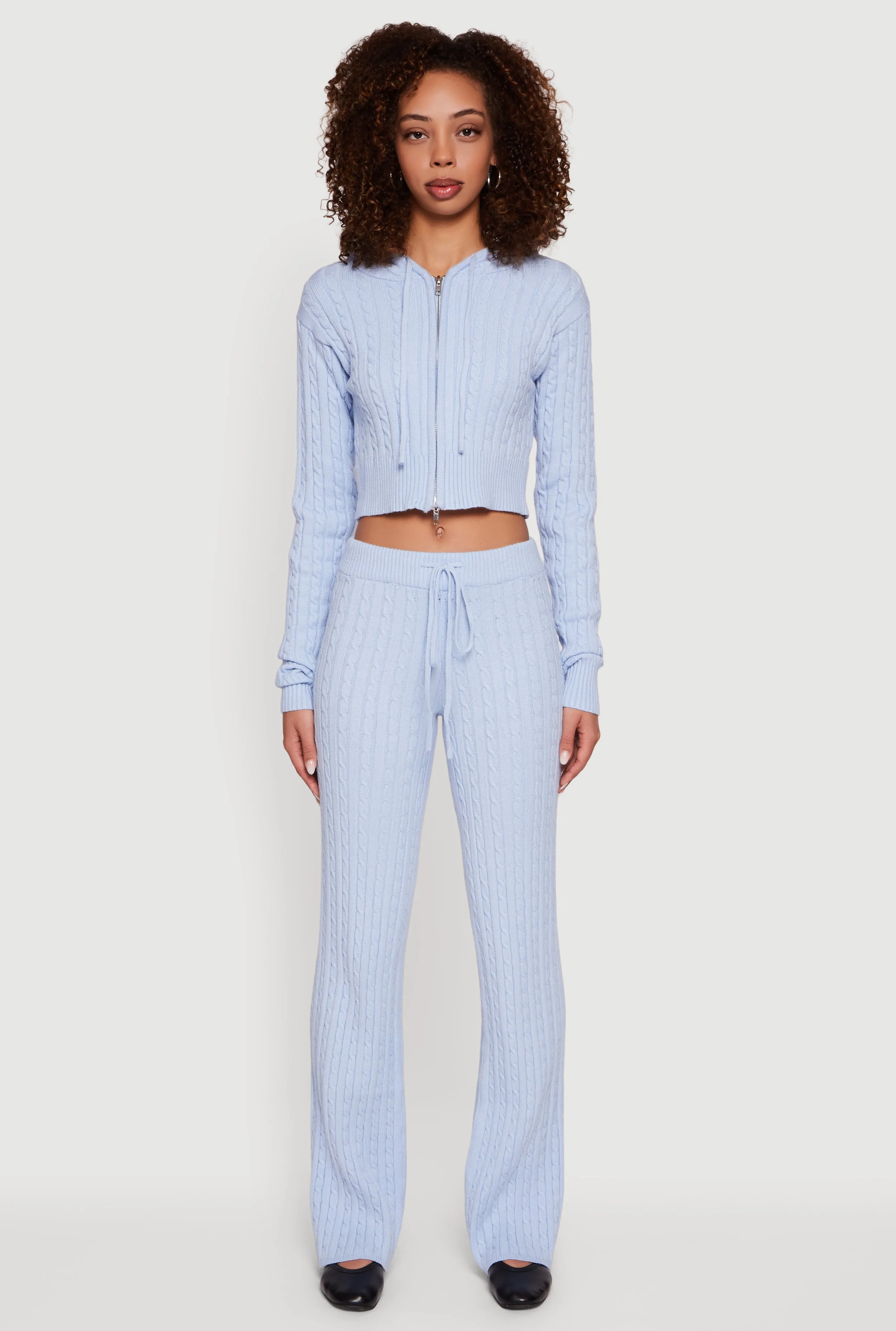 Drawstring Waist Cable Knit Bootcut Pants sold by Rainbow