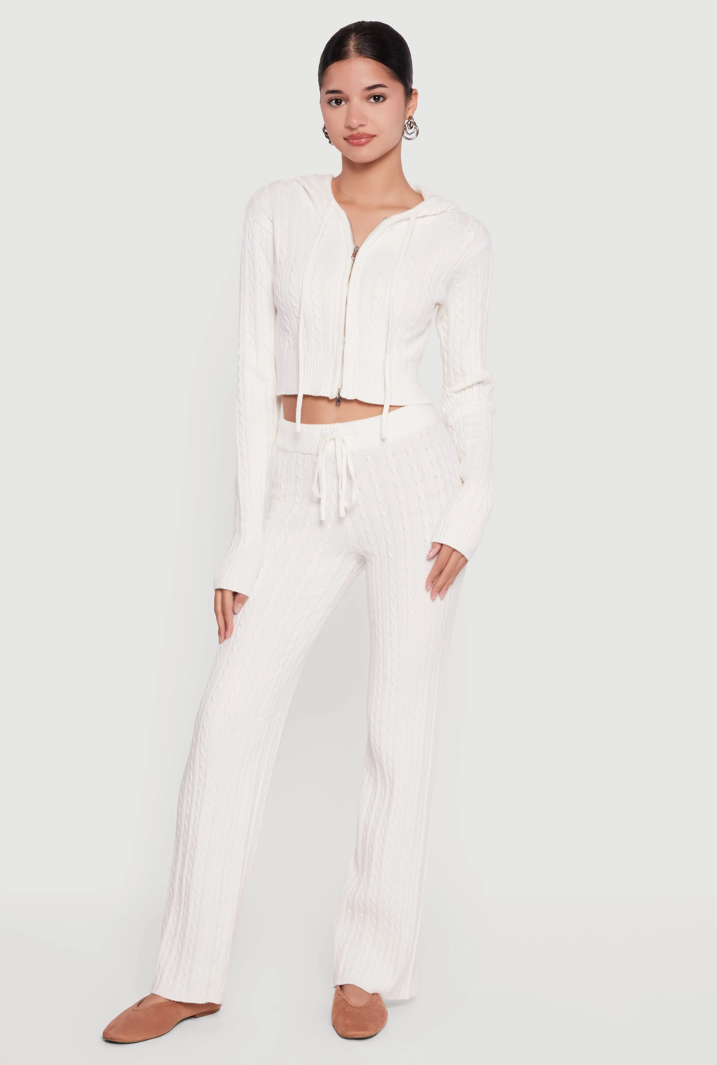 Drawstring Waist Cable Knit Bootcut Pants sold by Rainbow product image thumbnail 4