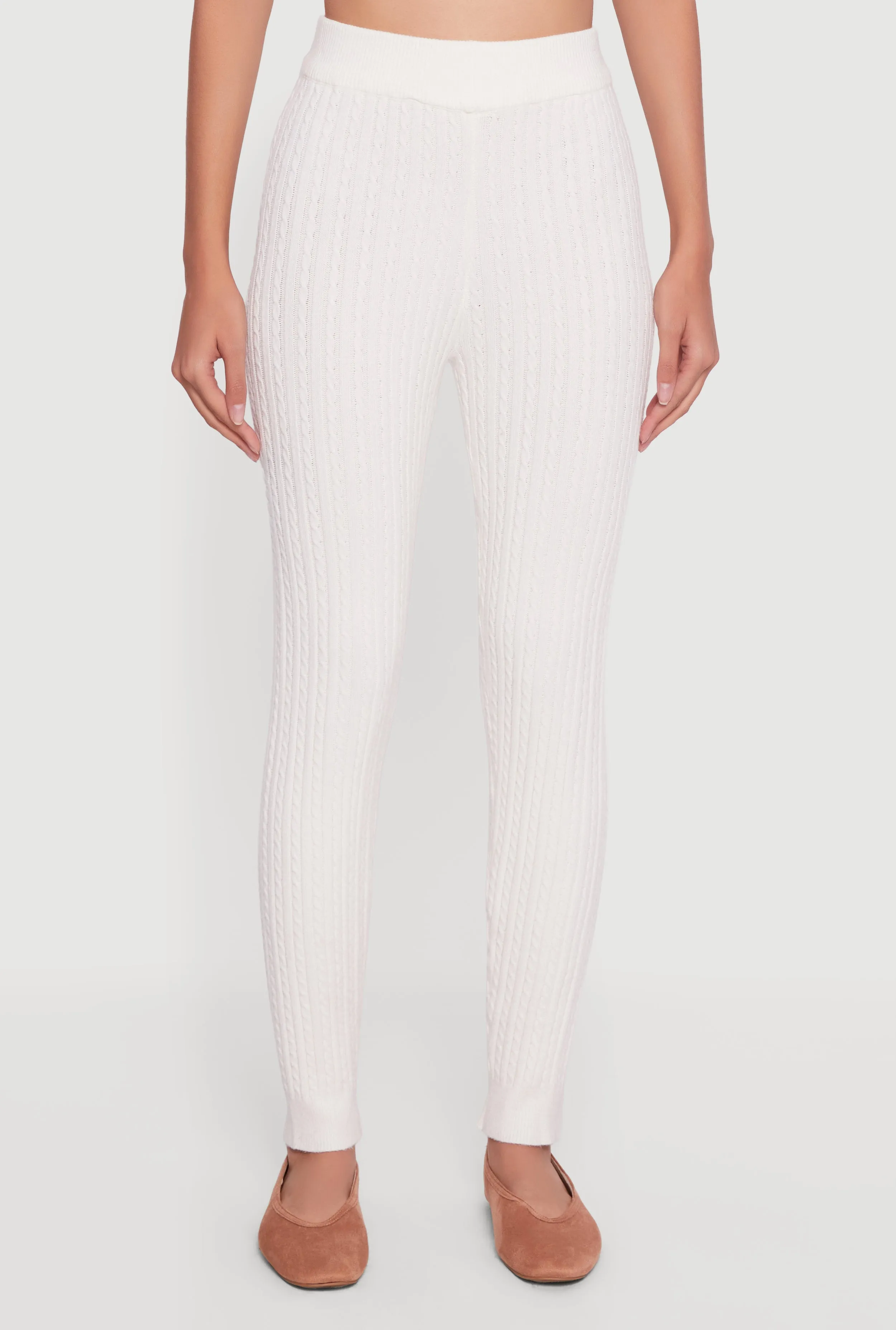 Cable Knit High Waisted Pull On Leggings sold by Rainbow product image thumbnail 3