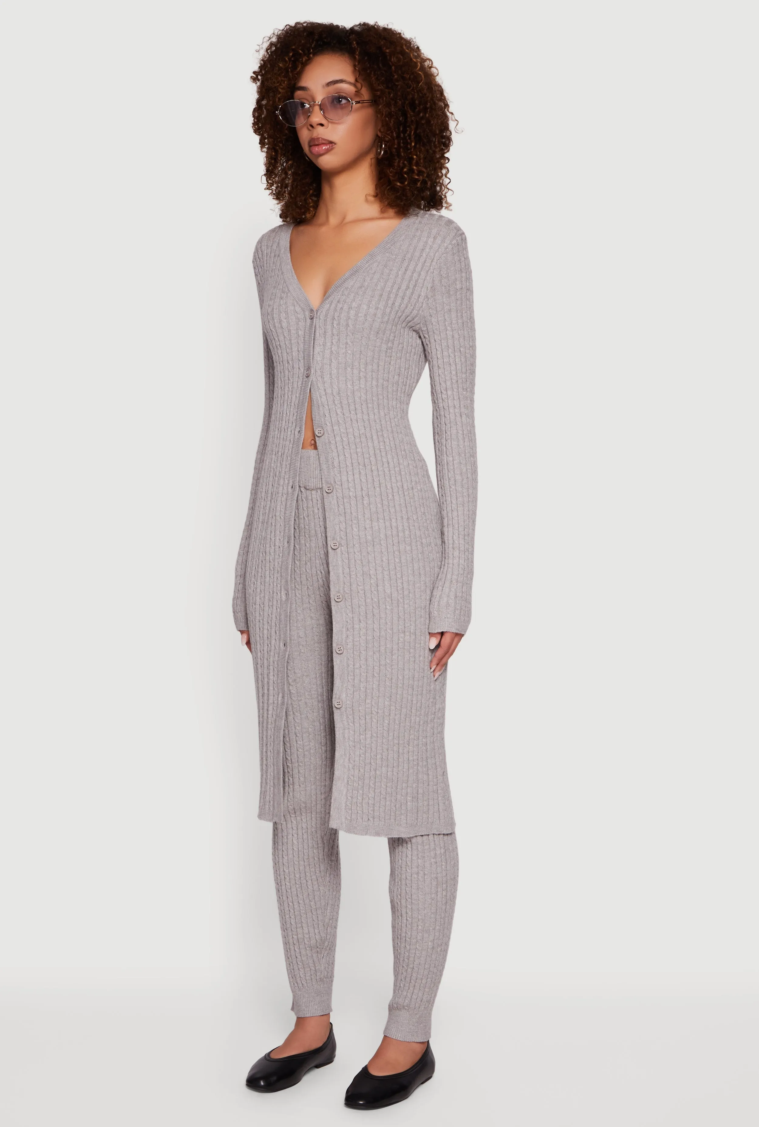 Cable Knit Long Button Front Duster sold by Rainbow product image thumbnail 5