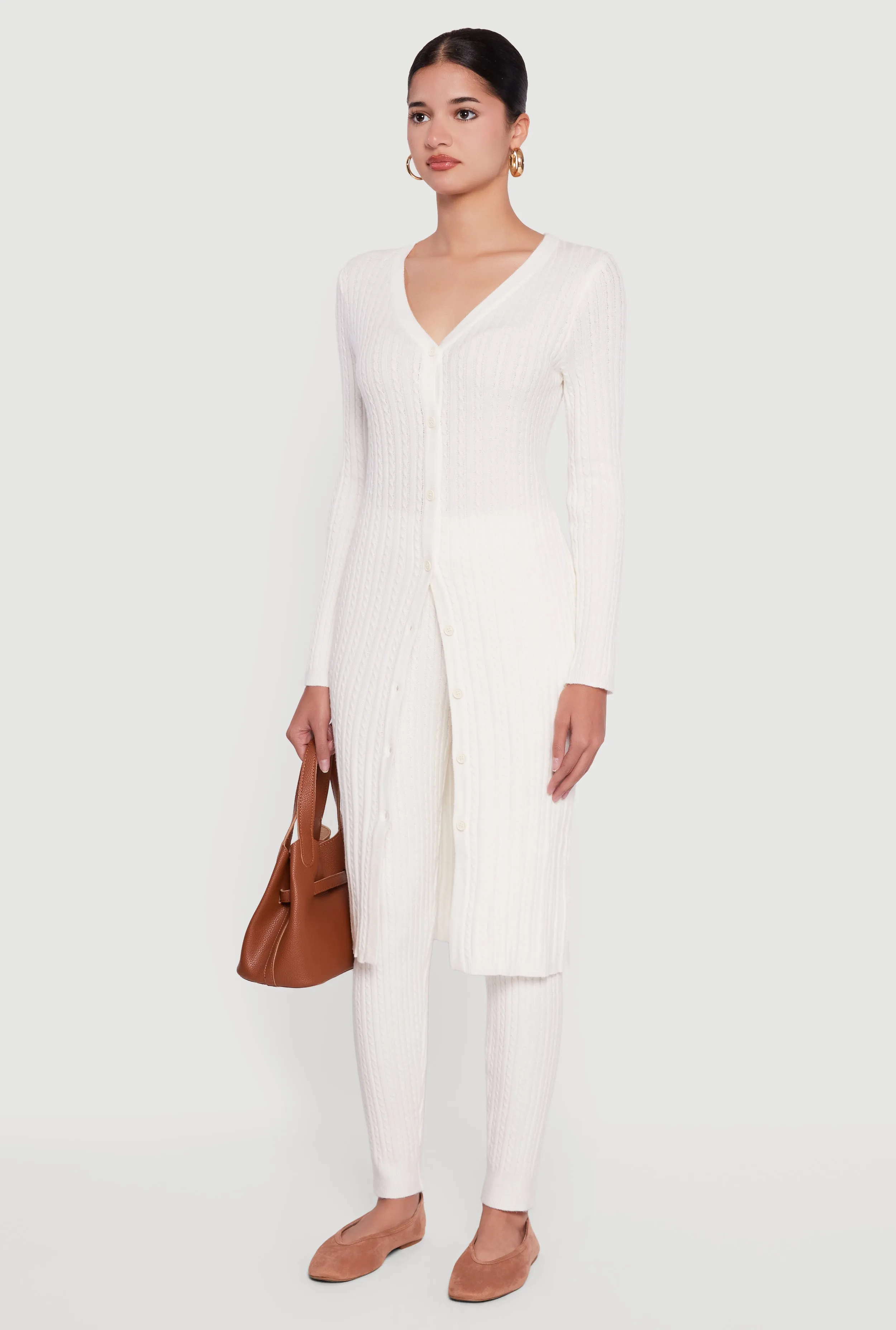 Cable Knit Long Button Front Duster sold by Rainbow product image thumbnail 5