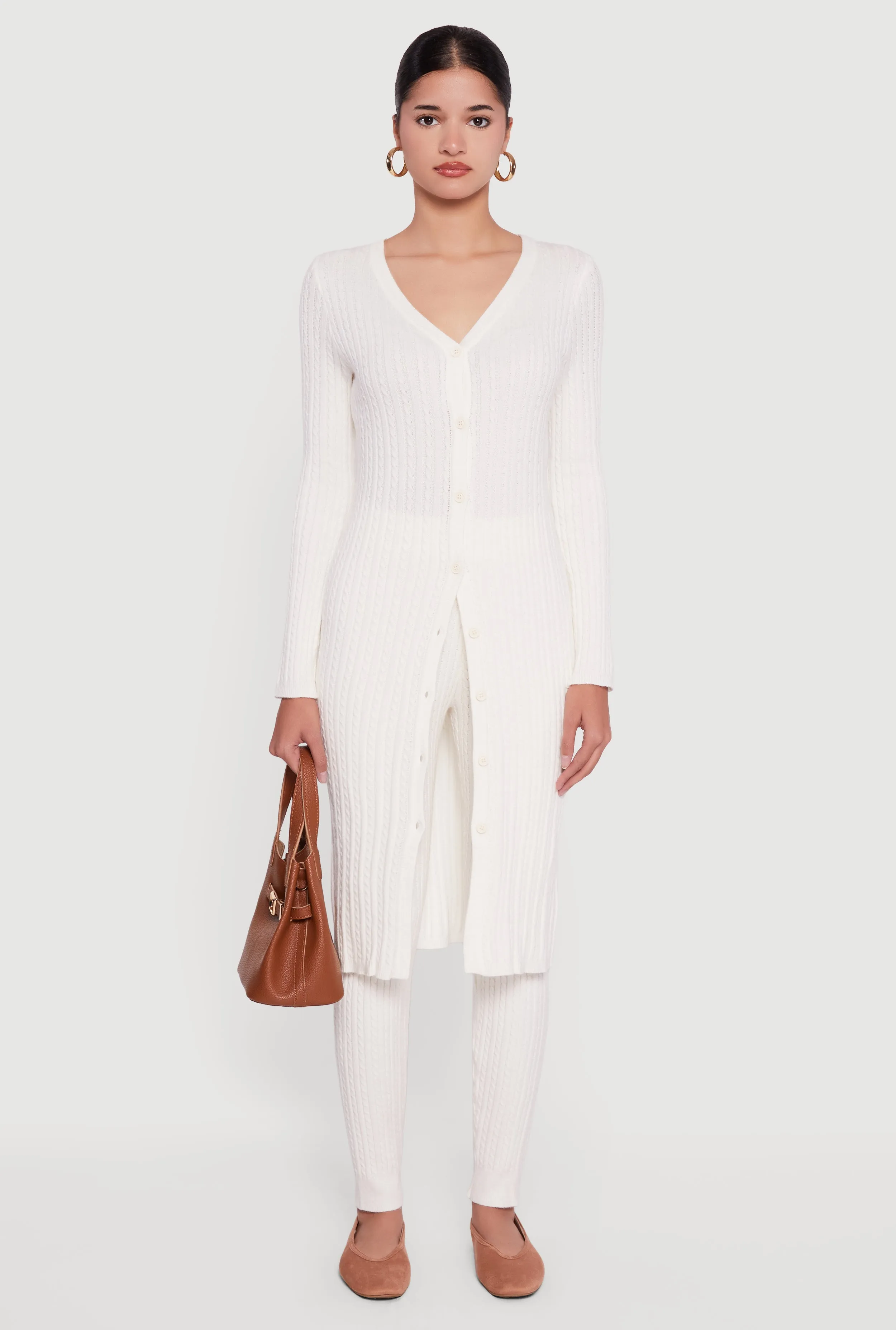 Cable Knit Long Button Front Duster sold by Rainbow product image thumbnail 3