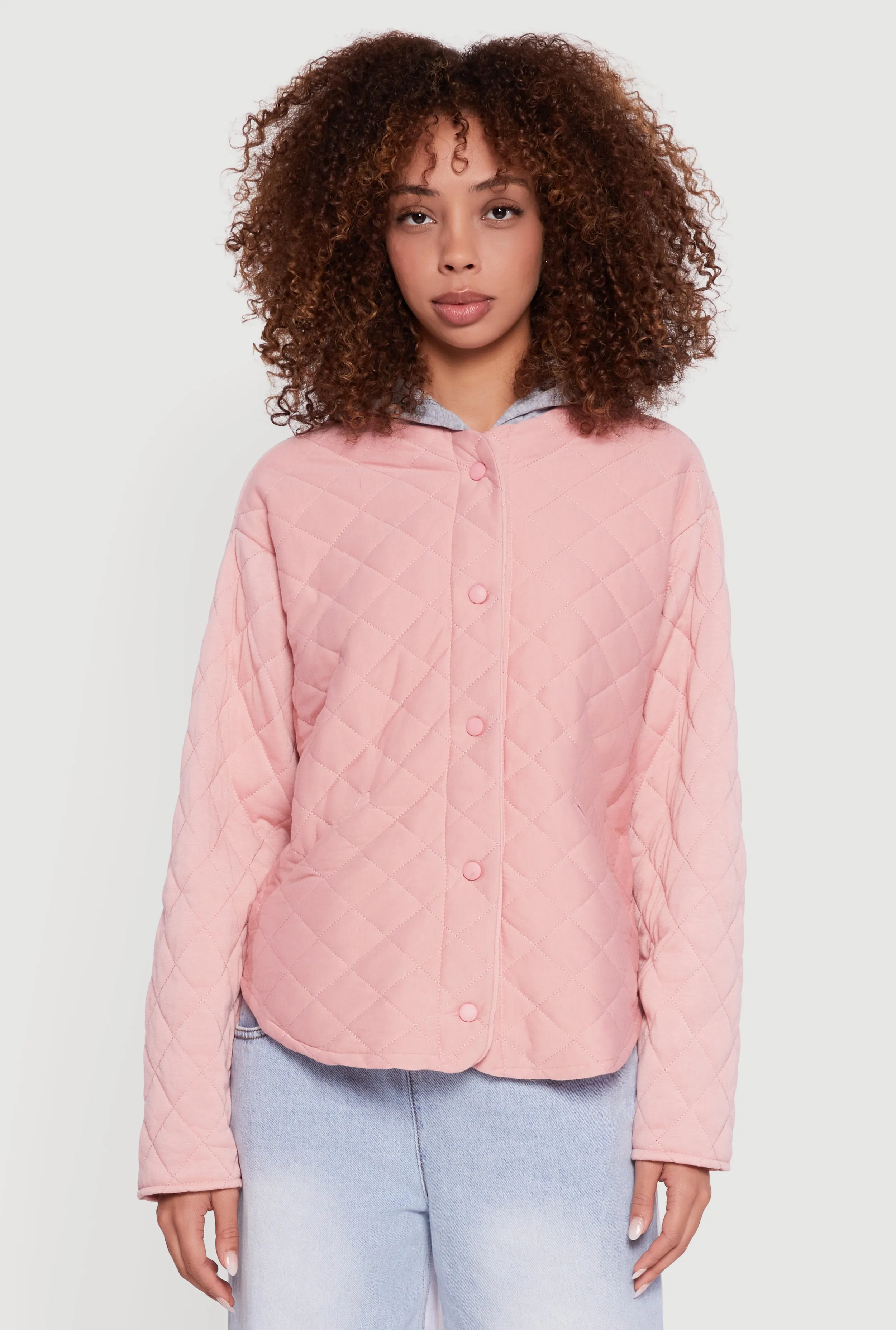 Hooded Long Sleeve Snap Button Quilted Jacket sold by Rainbow product image thumbnail 2