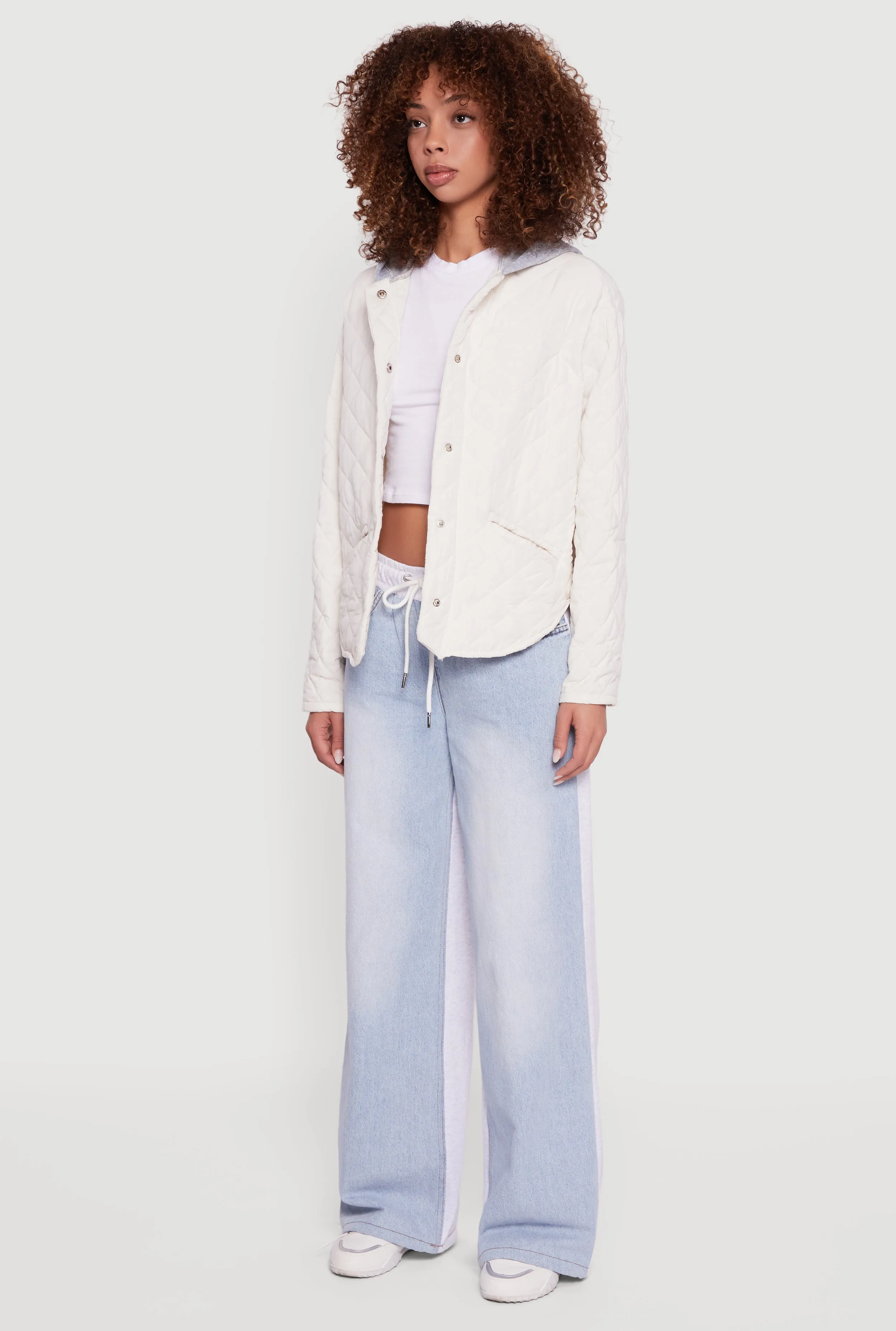 Hooded Long Sleeve Snap Button Quilted Jacket sold by Rainbow product image thumbnail 5