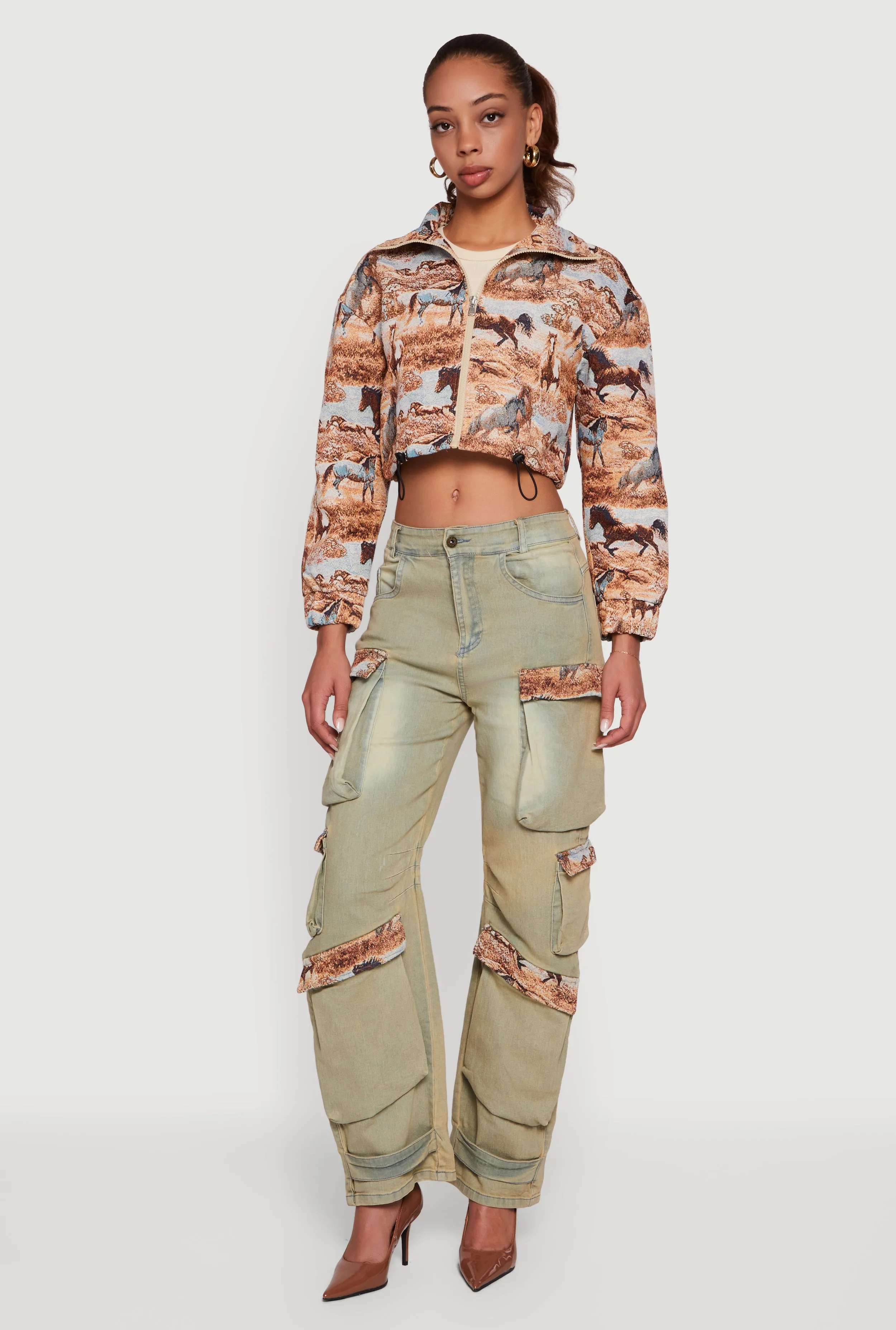 Tapestry Jacquard Cropped Jacket sold by Rainbow