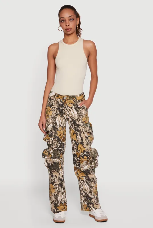 Trendy Hunter Camo Straight Leg Cargo Pants sold by Rainbow