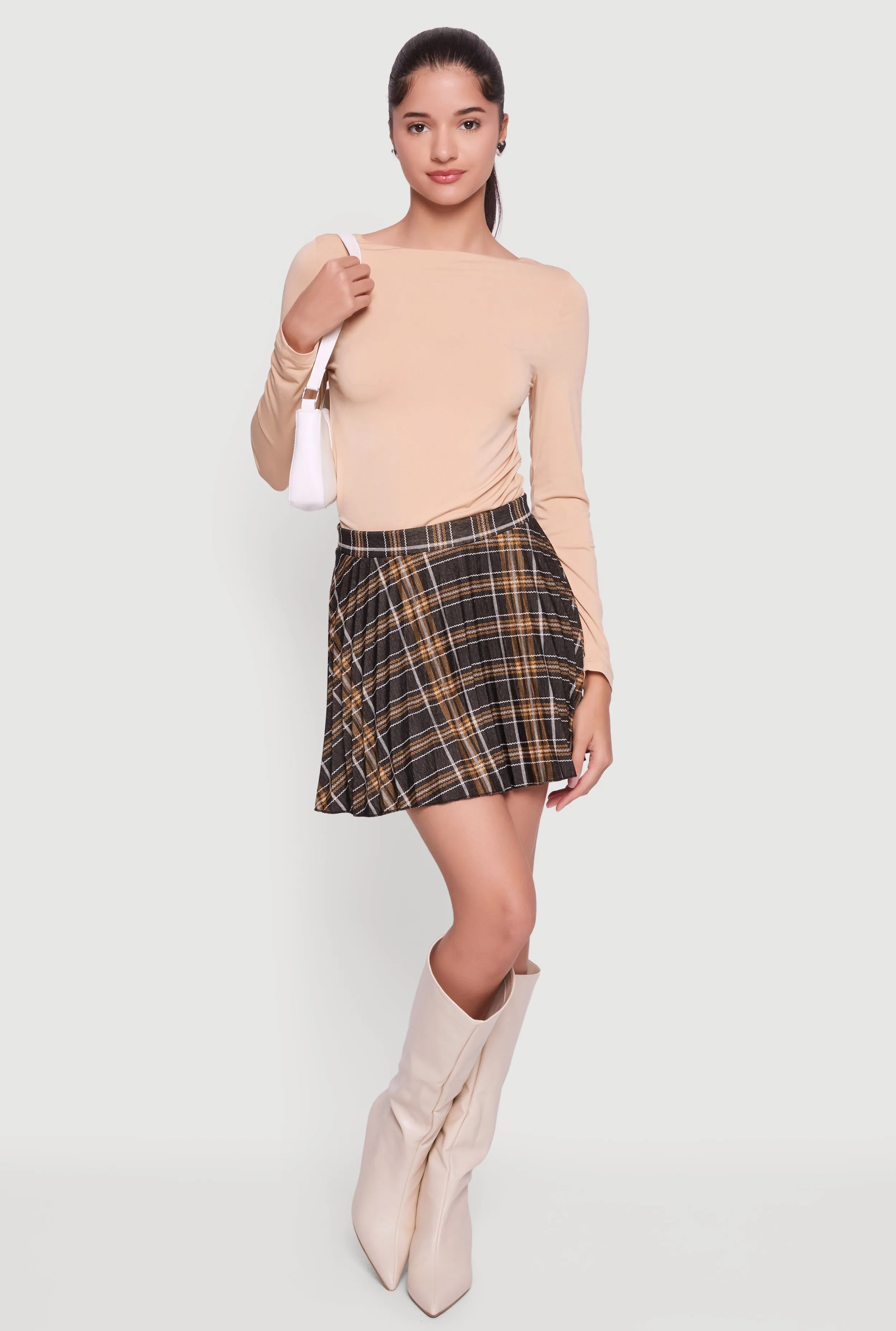 High Waisted Plaid Mini Pleated Skirt sold by Rainbow product image thumbnail 2