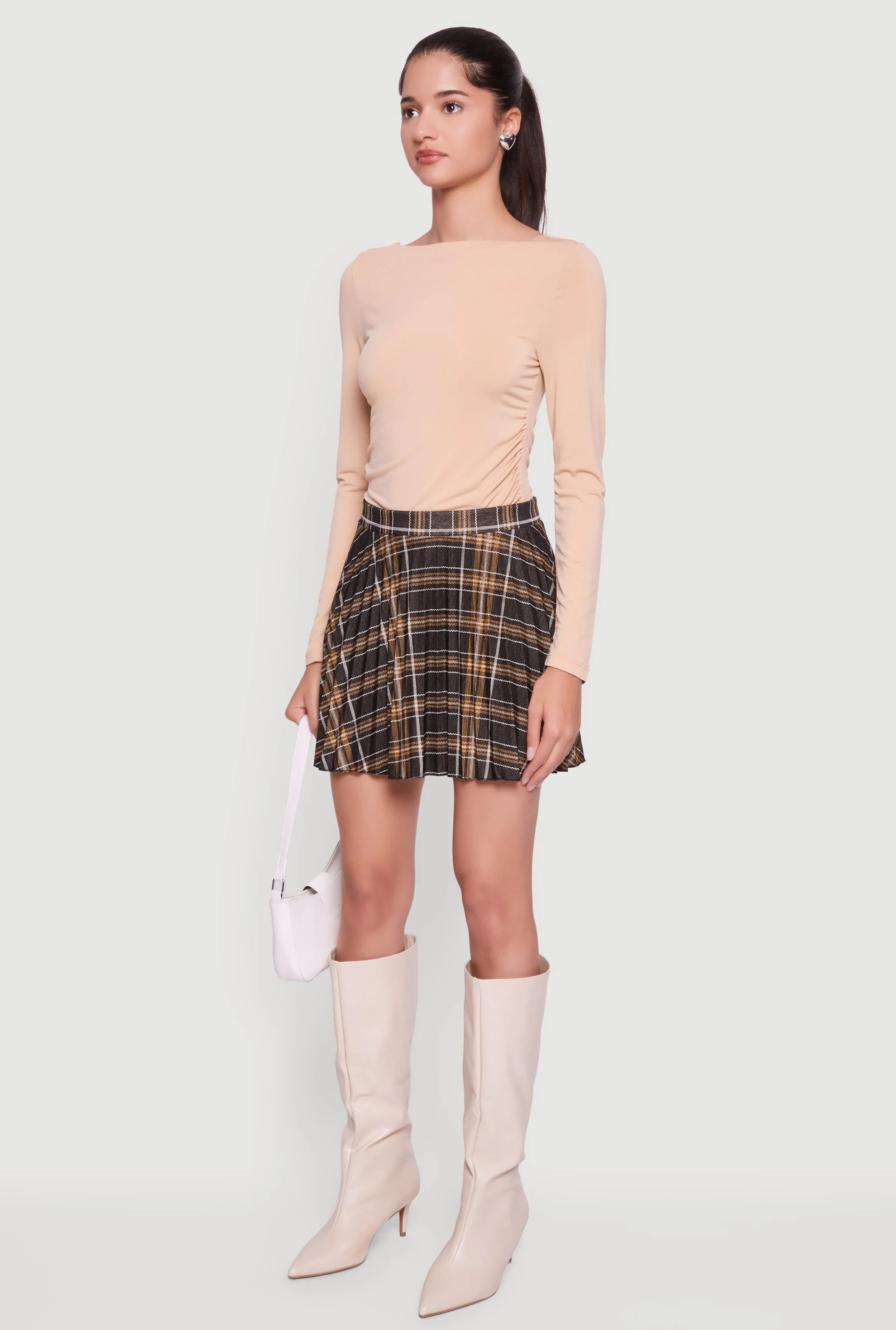 High Waisted Plaid Mini Pleated Skirt sold by Rainbow product image thumbnail 3