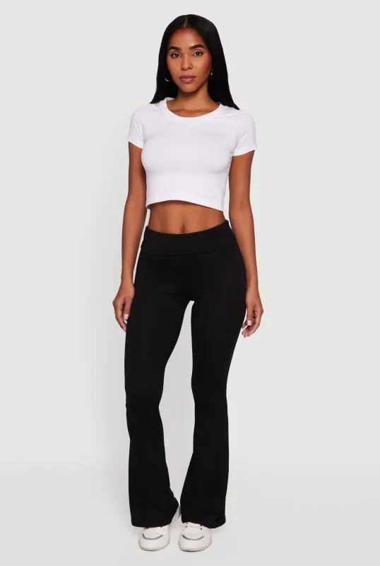 Fold Over Boot Cut Casual Pants sold by Rainbow