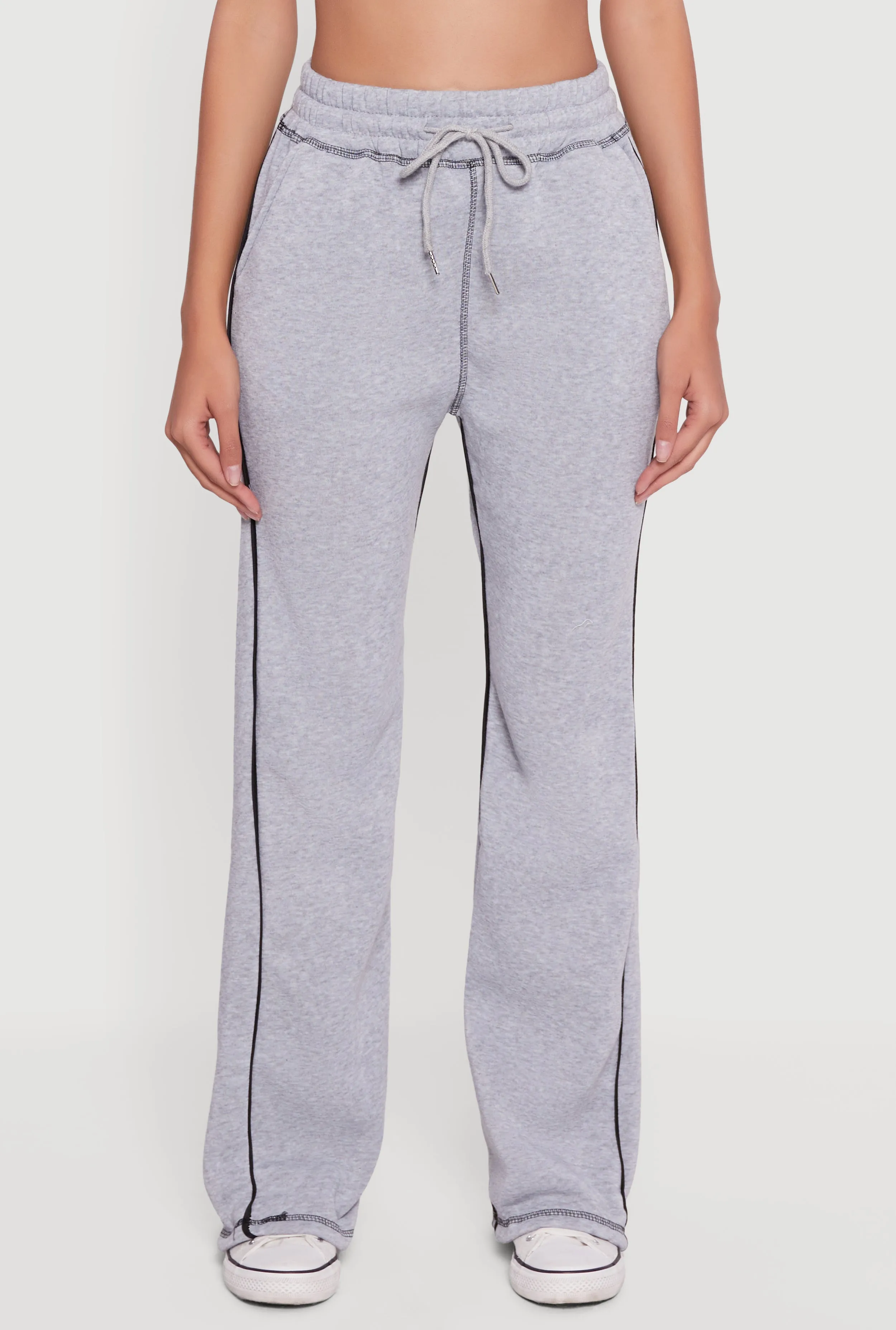 High Waisted Fleece Sweatpants with Contrast Piping sold by Rainbow product image thumbnail 5
