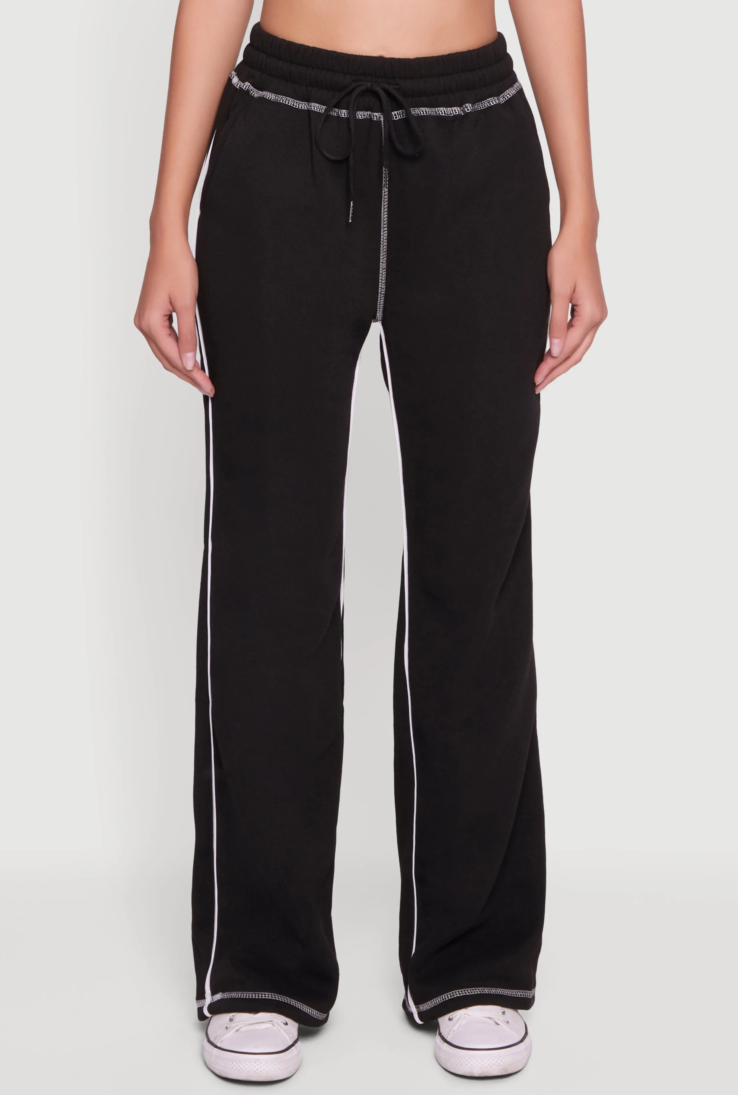 High Waisted Fleece Sweatpants with Contrast Piping sold by Rainbow product image thumbnail 5