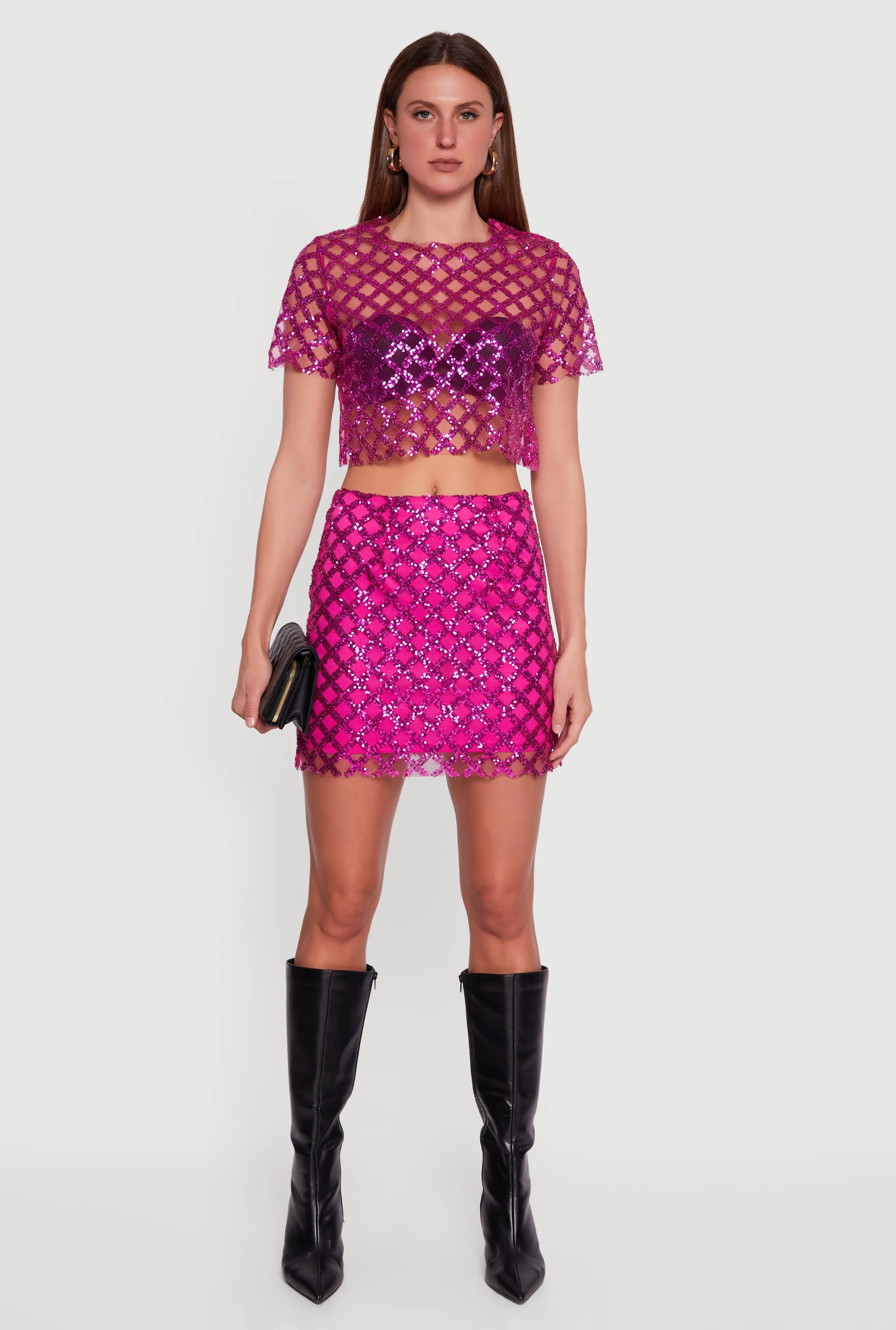 Geometric Sequin Mesh Crop Top sold by Rainbow product image thumbnail 3