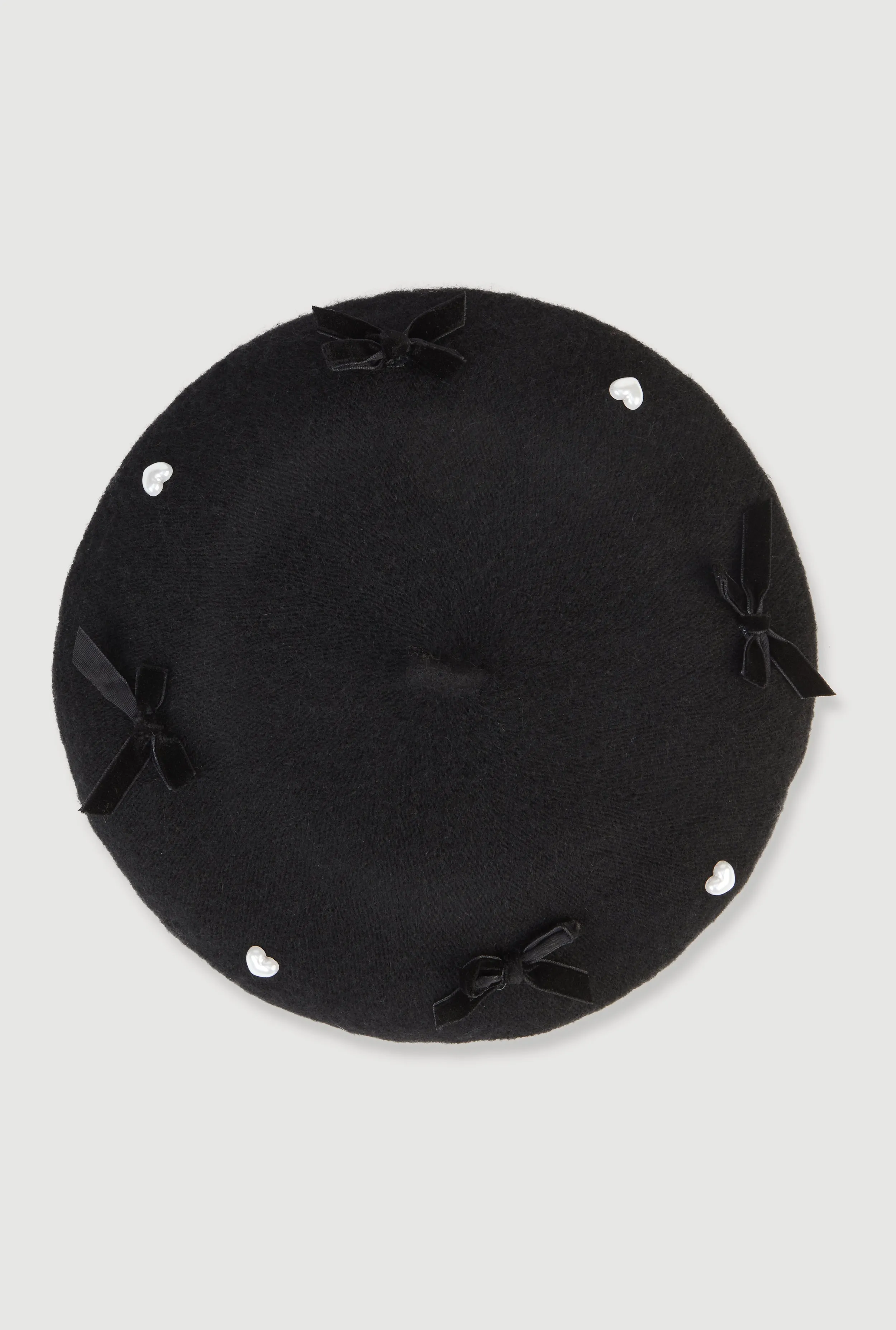 Faux Pearl Heart and Bow Detail Beret sold by Rainbow product image thumbnail 5