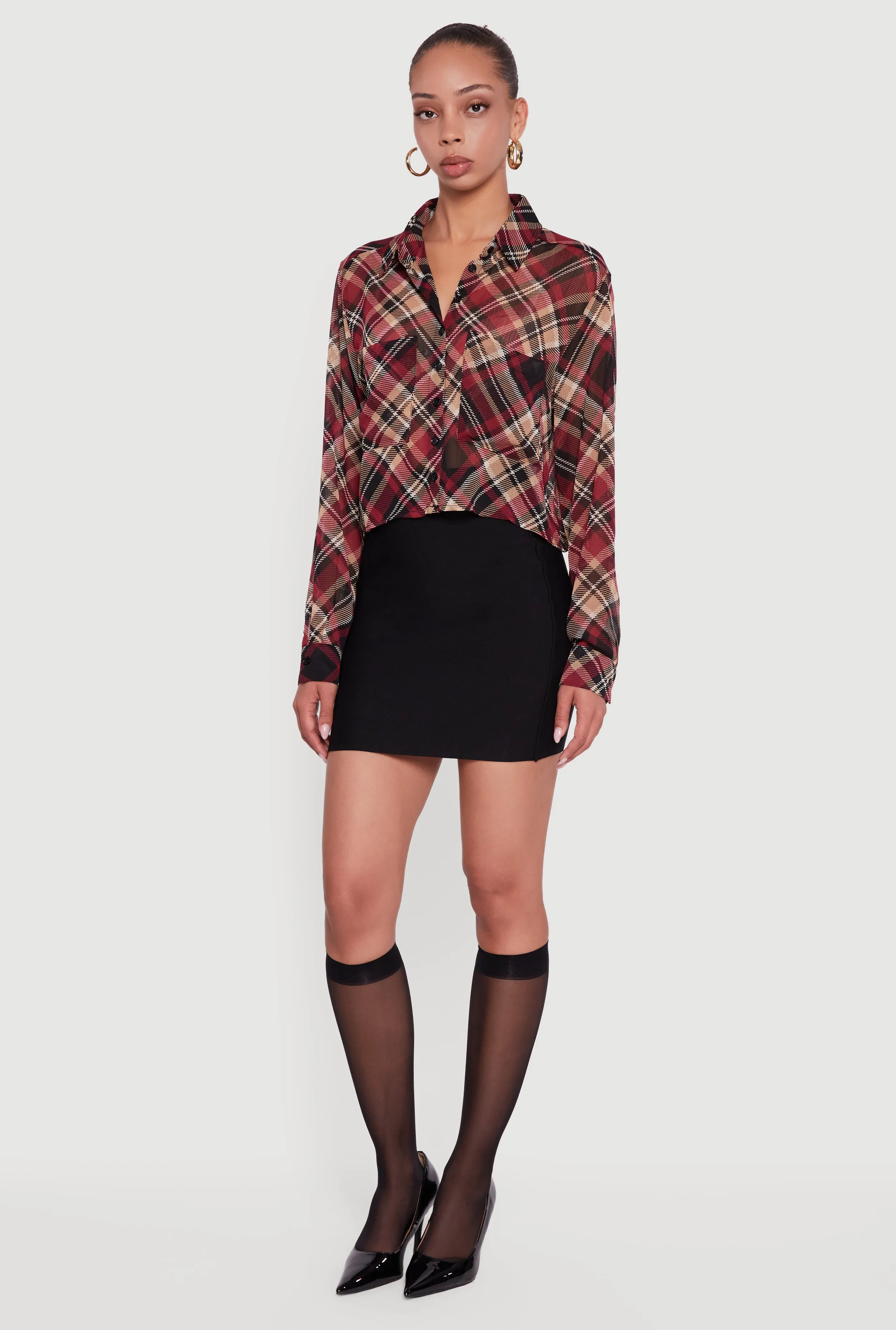 Long Sleeve Plaid Button Front Shirt sold by Rainbow product image thumbnail 2