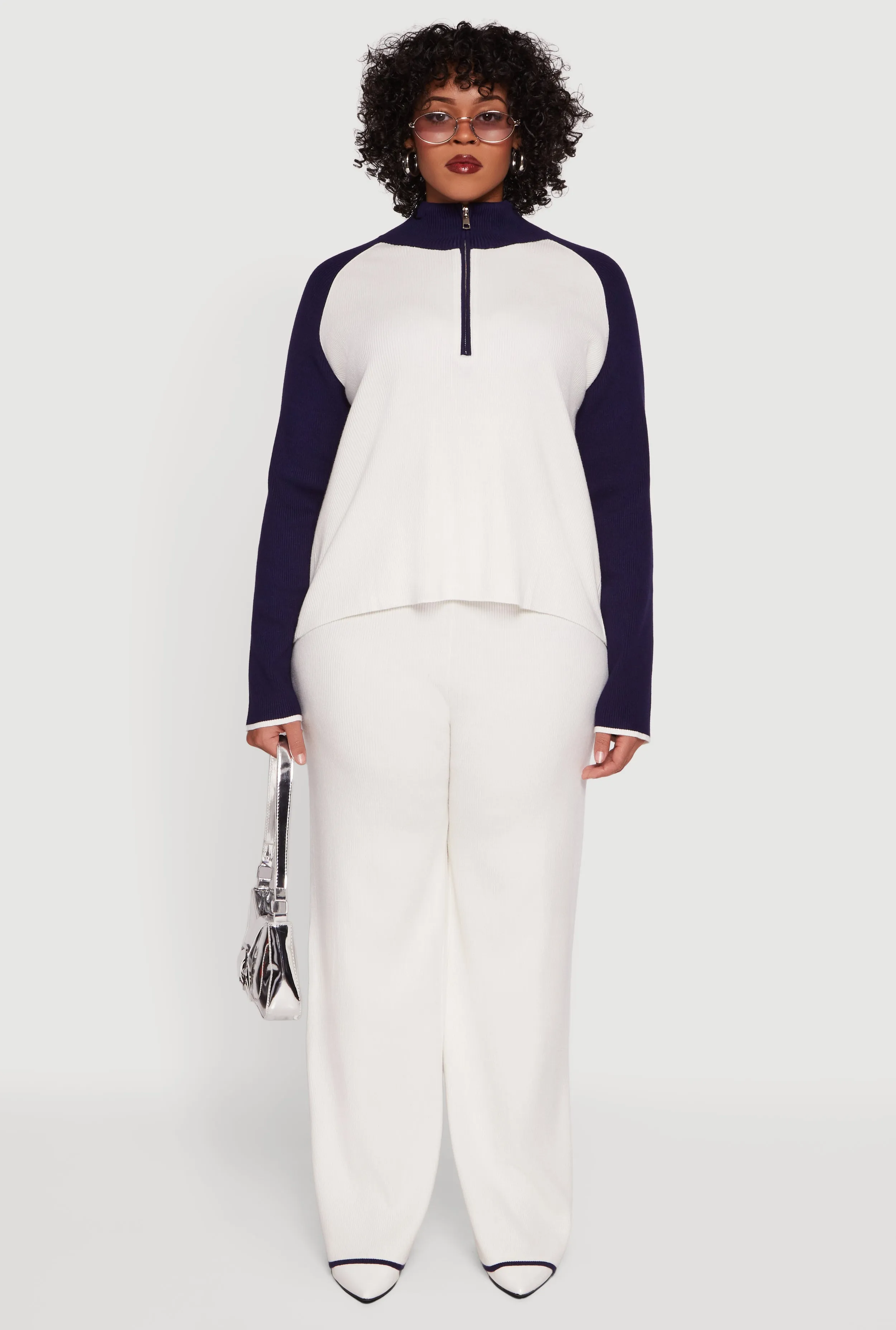 Plus Size Rib Knit Pull On High Waisted Wide Leg Pants sold by Rainbow product image thumbnail 2