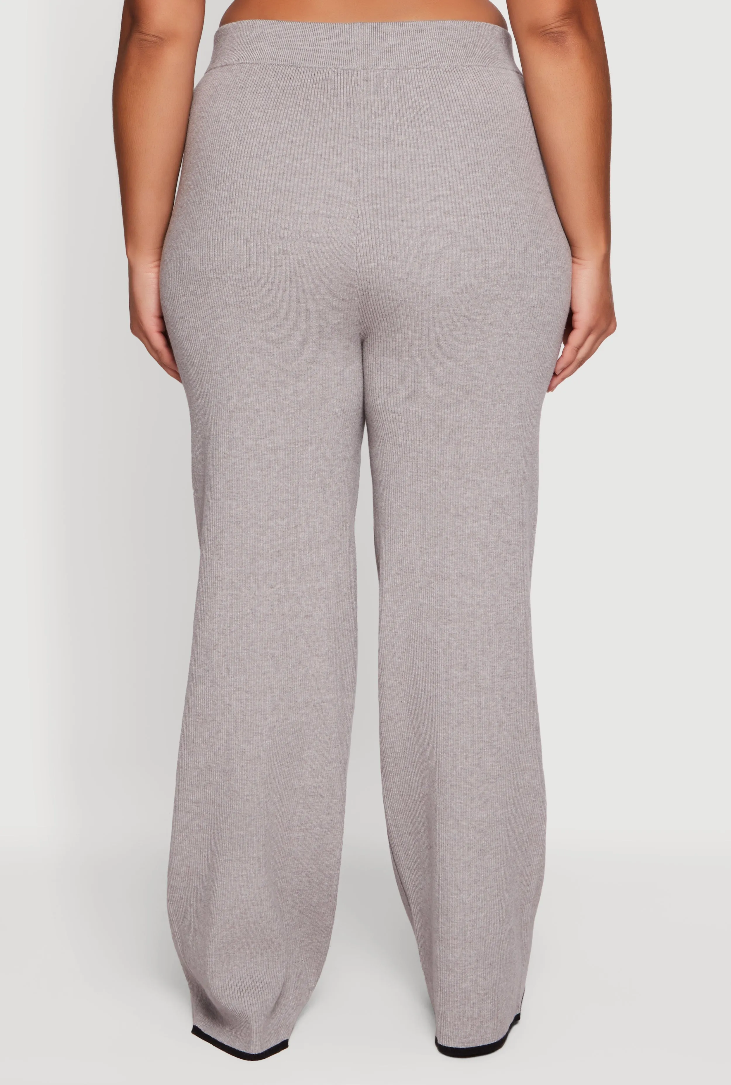 Plus Size Rib Knit Pull On High Waisted Wide Leg Pants sold by Rainbow product image thumbnail 5