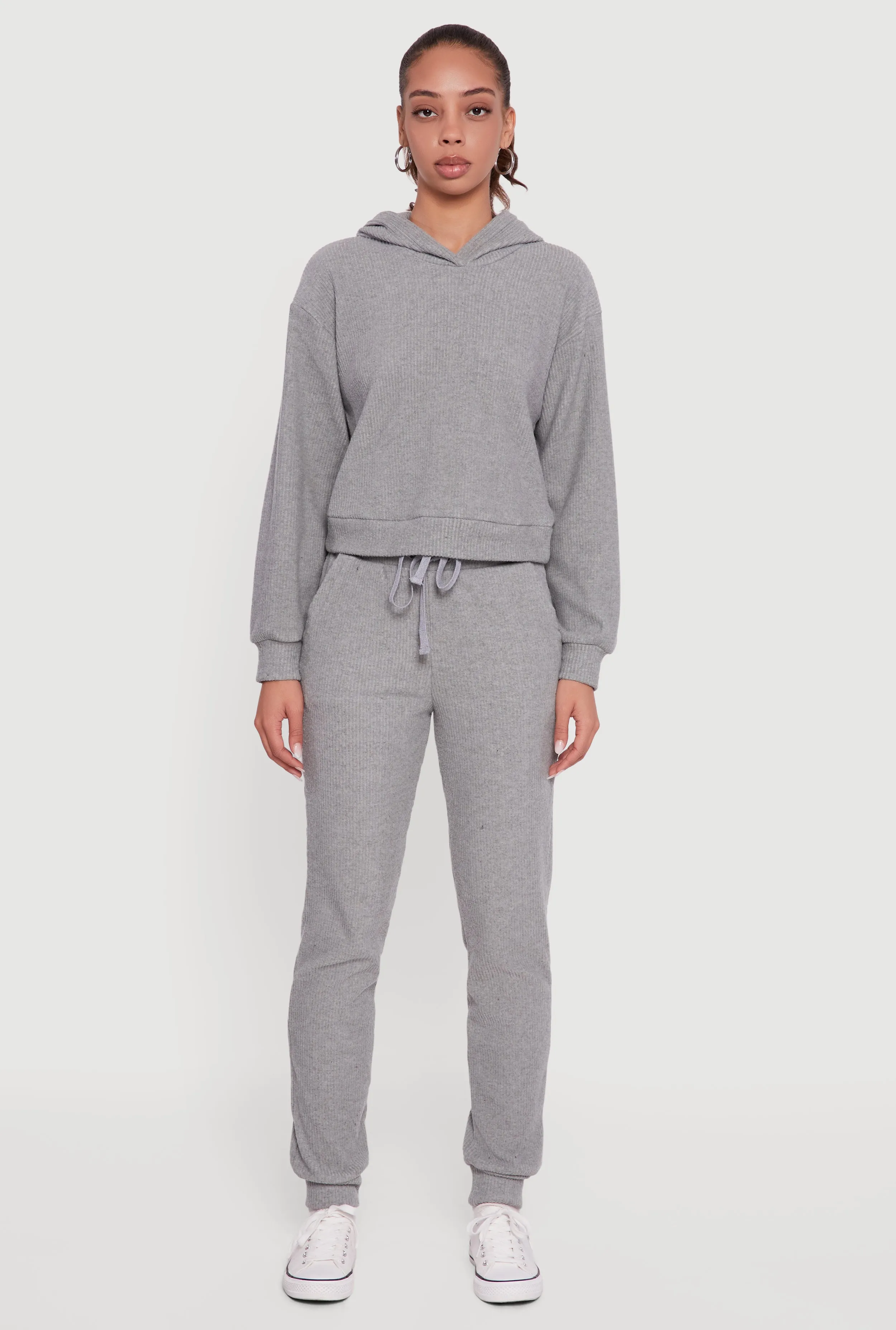 Brushed Rib Knit Pullover Hoodie sold by Rainbow product image thumbnail 3