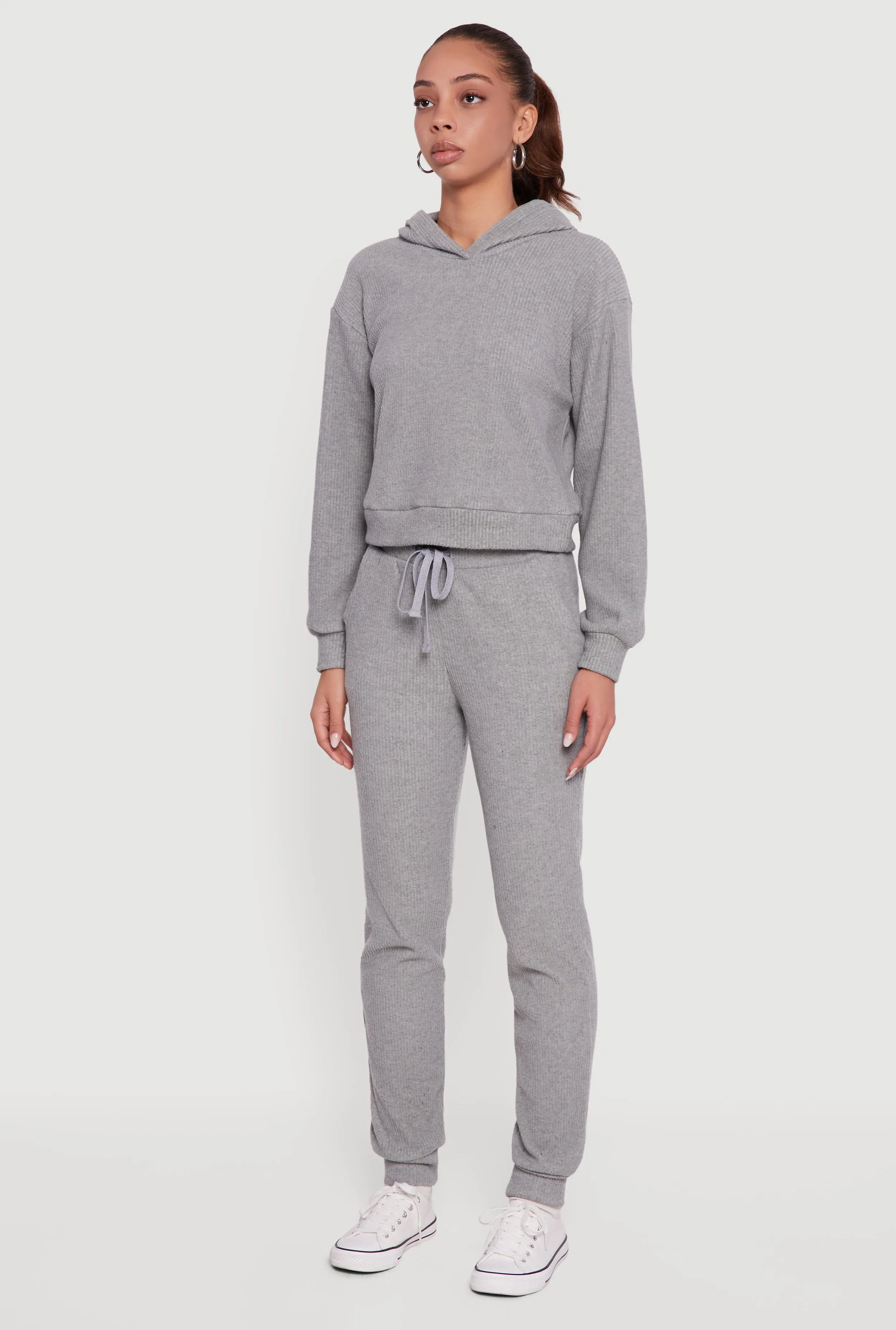 Brushed Rib Knit Pullover Hoodie sold by Rainbow product image thumbnail 5