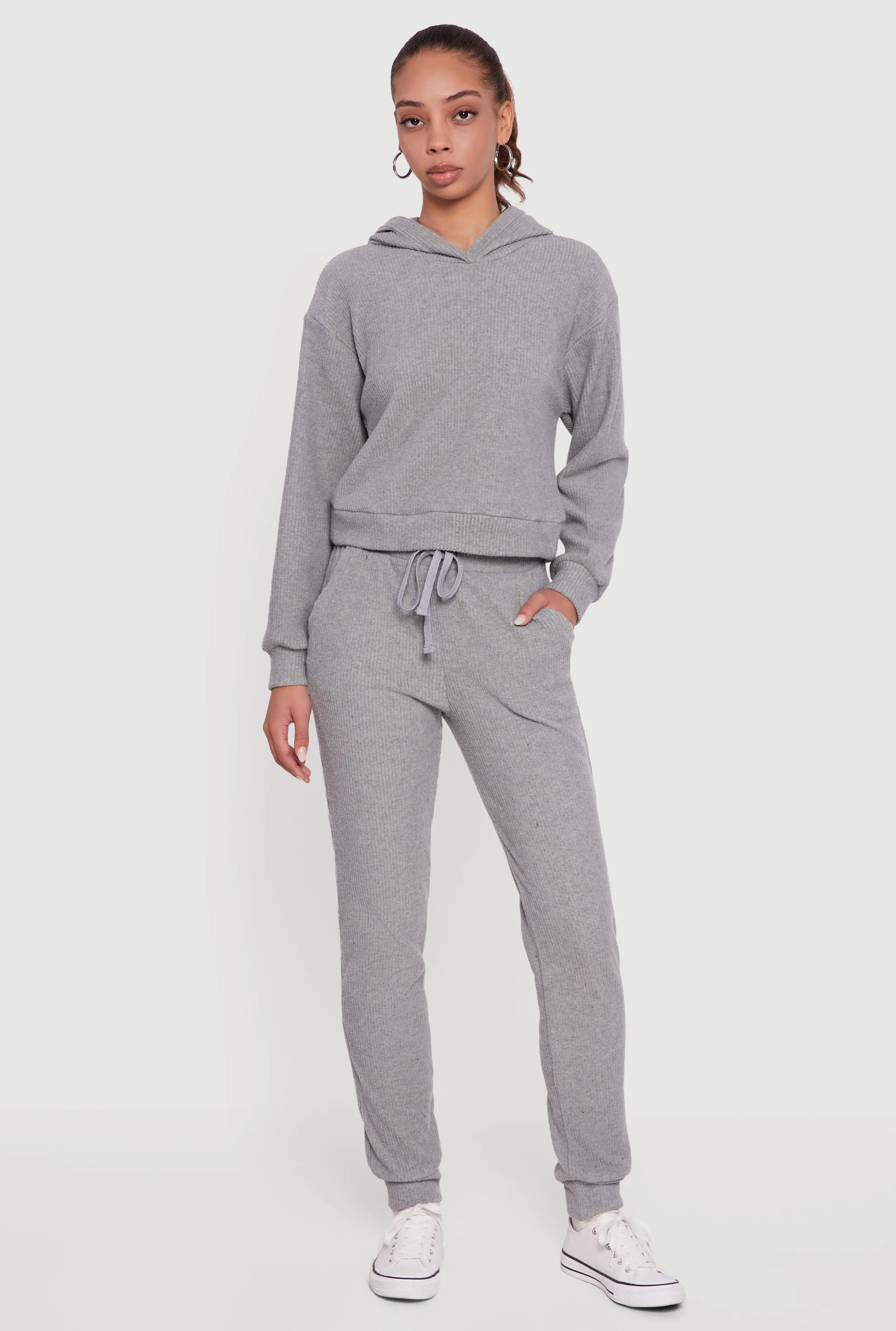 Brushed Rib Knit Pullover Hoodie sold by Rainbow product image thumbnail 2