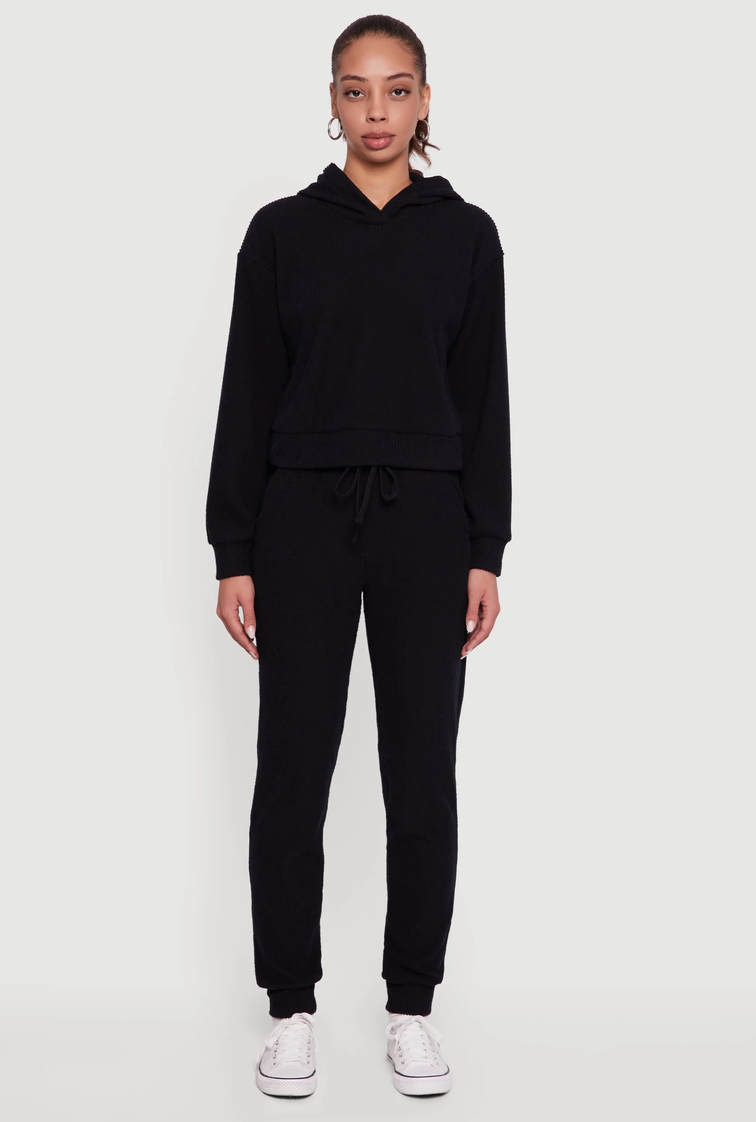 Brushed Rib Knit Pullover Hoodie sold by Rainbow product image thumbnail 3