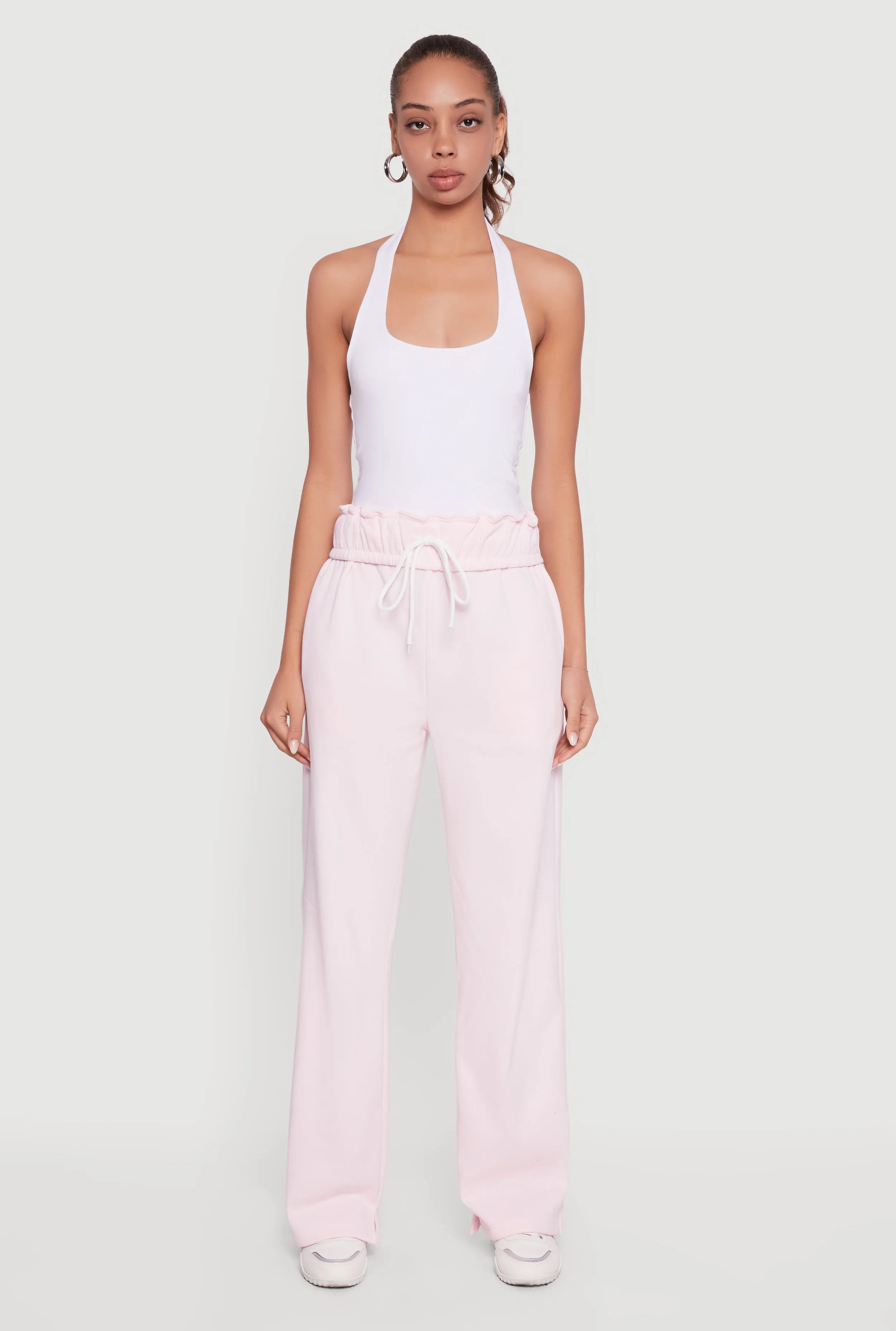 Drawstring Paper Bag Waist Wide Leg Sweatpants sold by Rainbow product image thumbnail 2