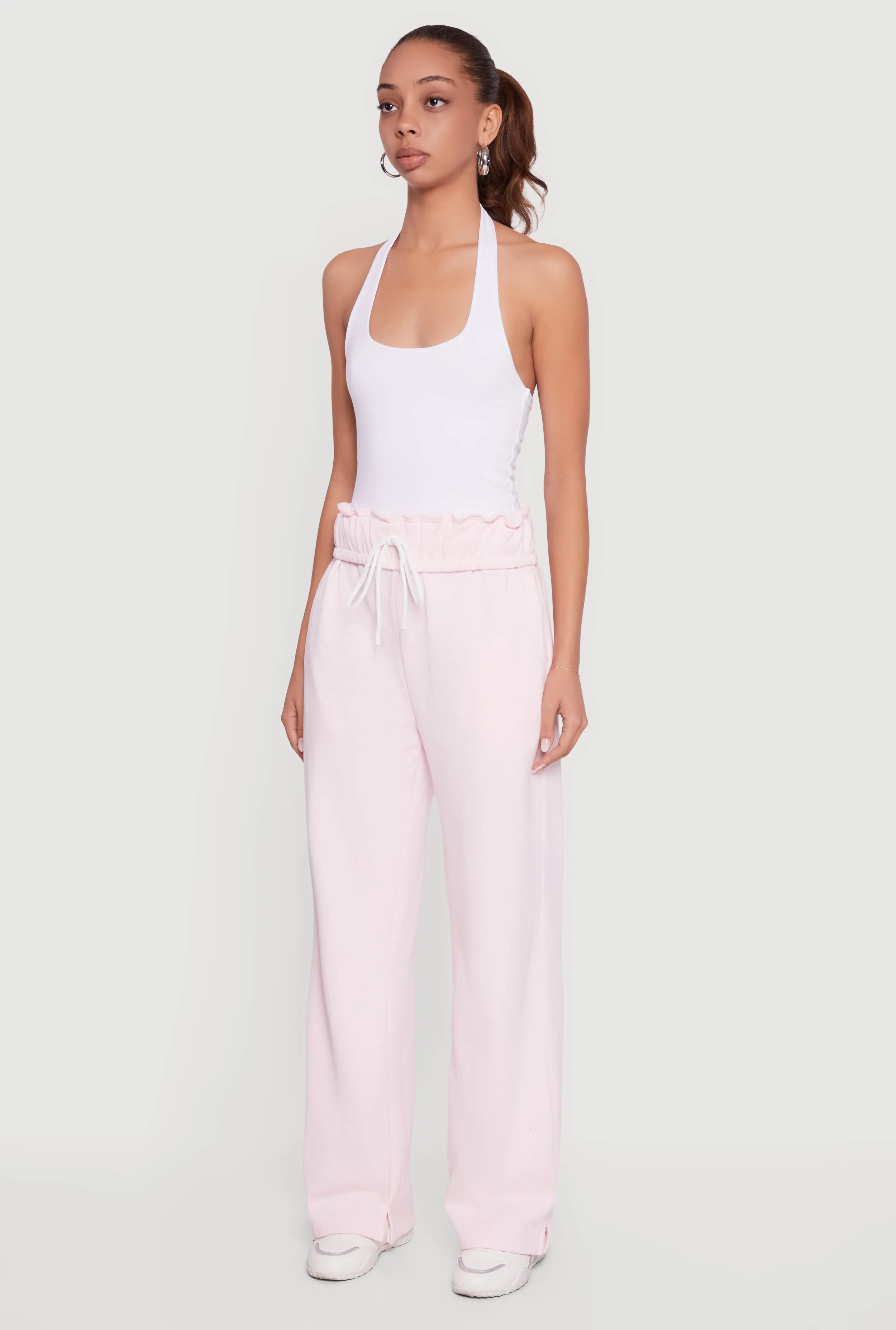 Drawstring Paper Bag Waist Wide Leg Sweatpants sold by Rainbow product image thumbnail 3