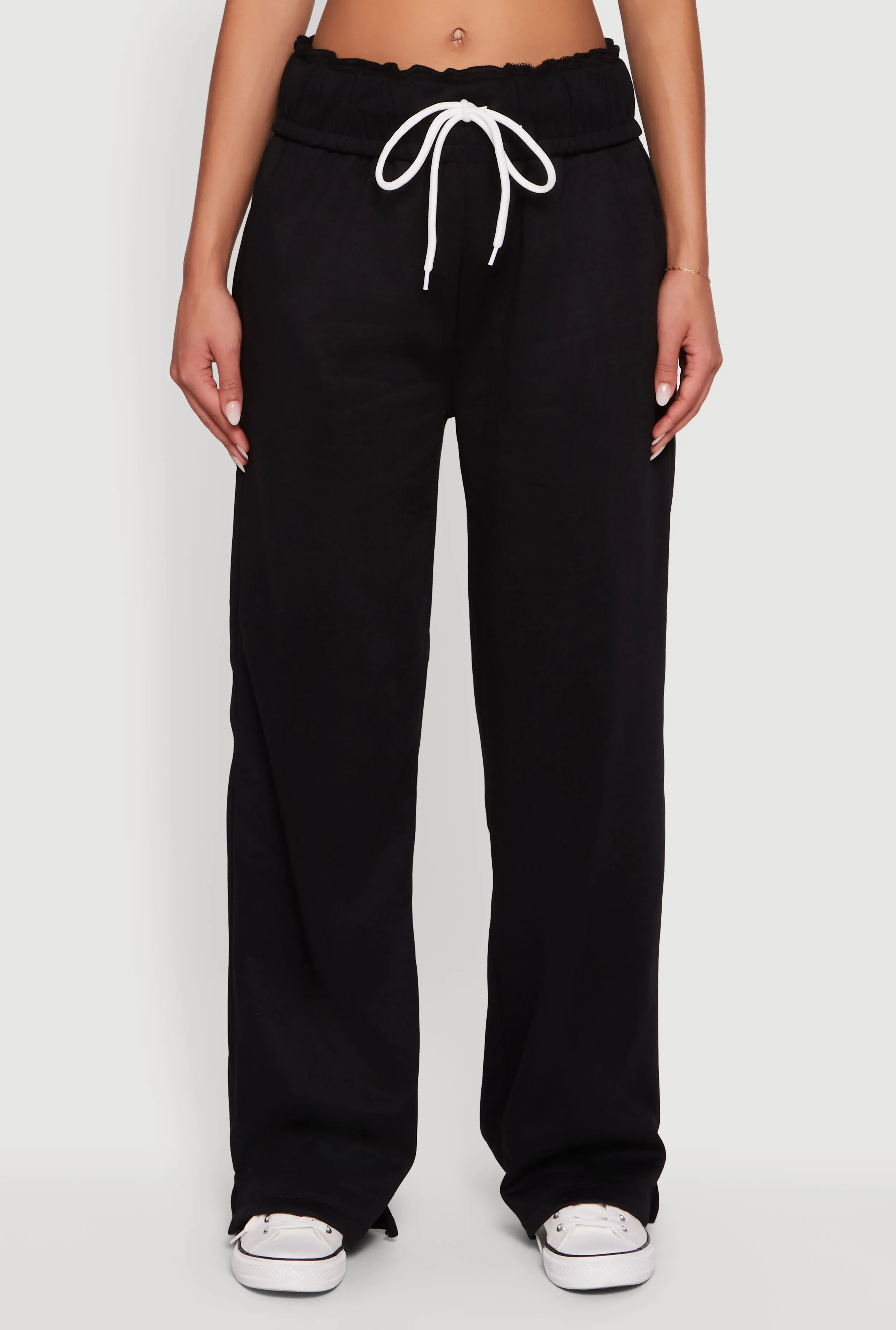 Drawstring Paper Bag Waist Wide Leg Sweatpants sold by Rainbow product image thumbnail 5