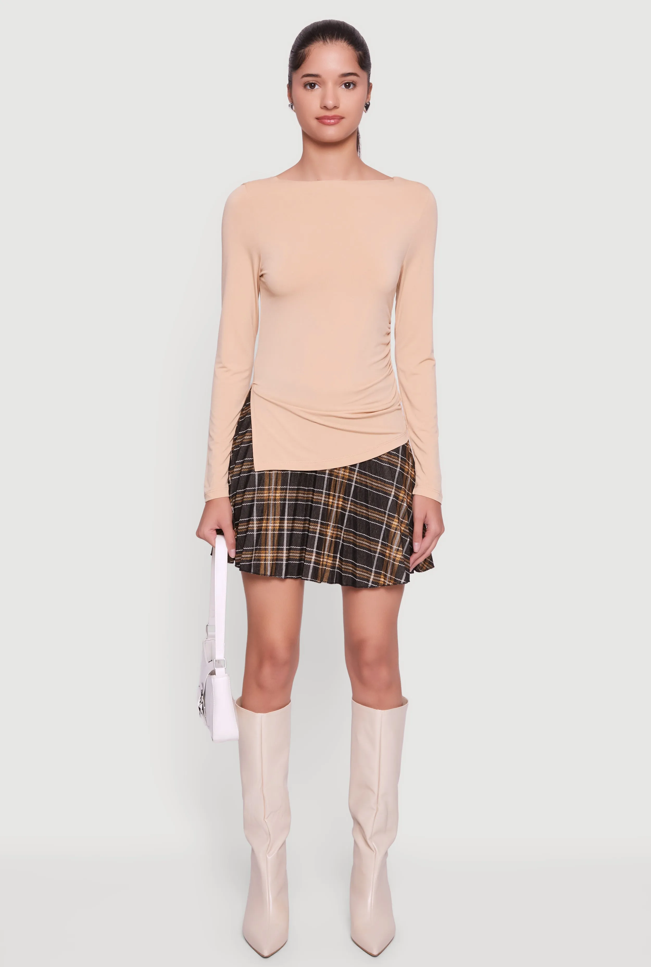 Long Sleeve Side Ruched Scoop Neck Blouse sold by Rainbow product image thumbnail 3