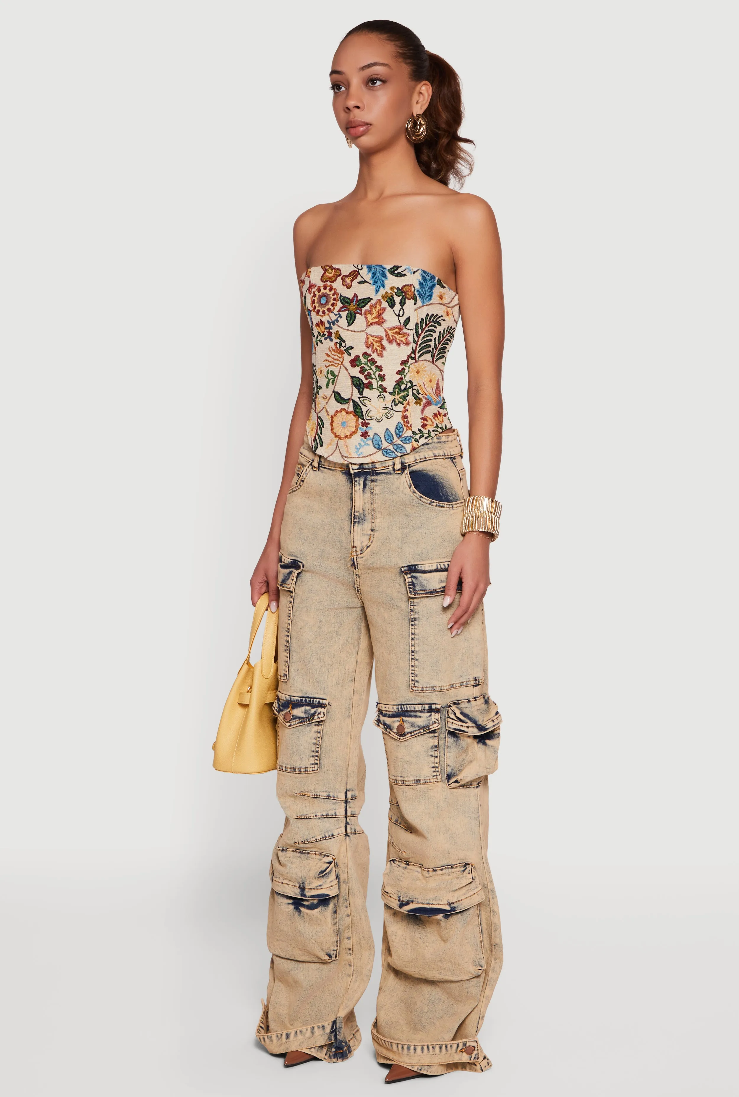 Acid Wash Flare Leg Utility Jeans sold by Rainbow product image thumbnail 3