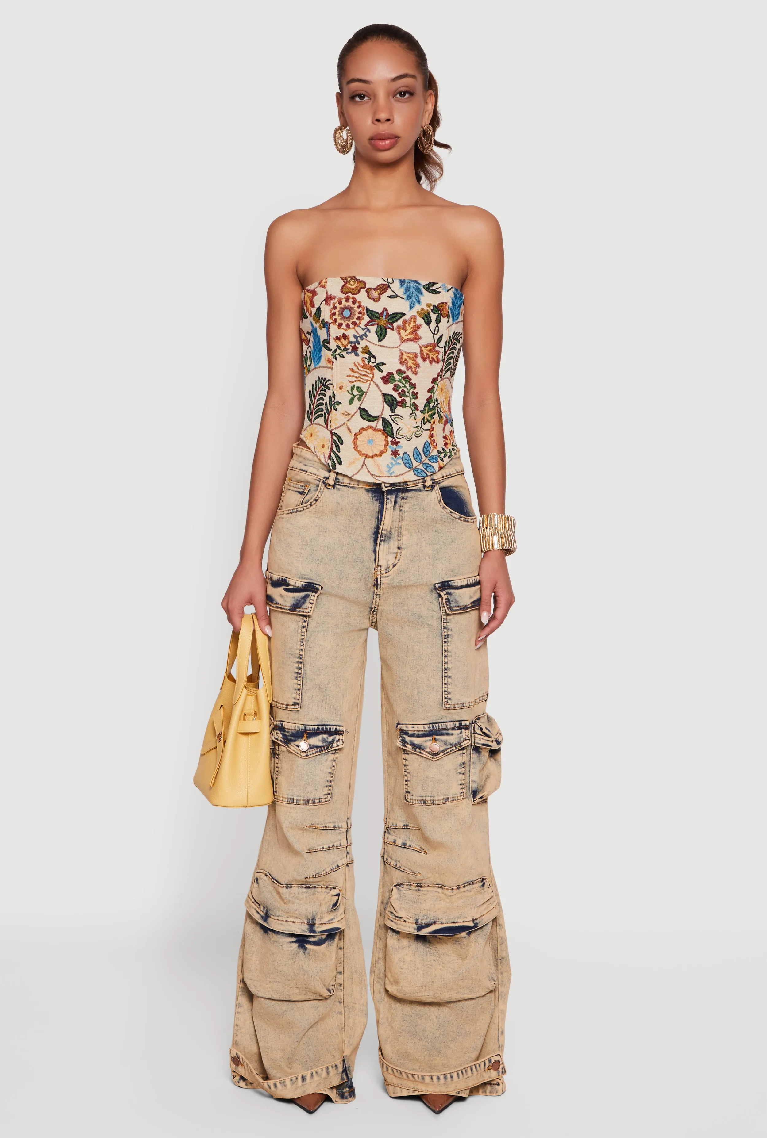 Acid Wash Flare Leg Utility Jeans sold by Rainbow product image thumbnail 2